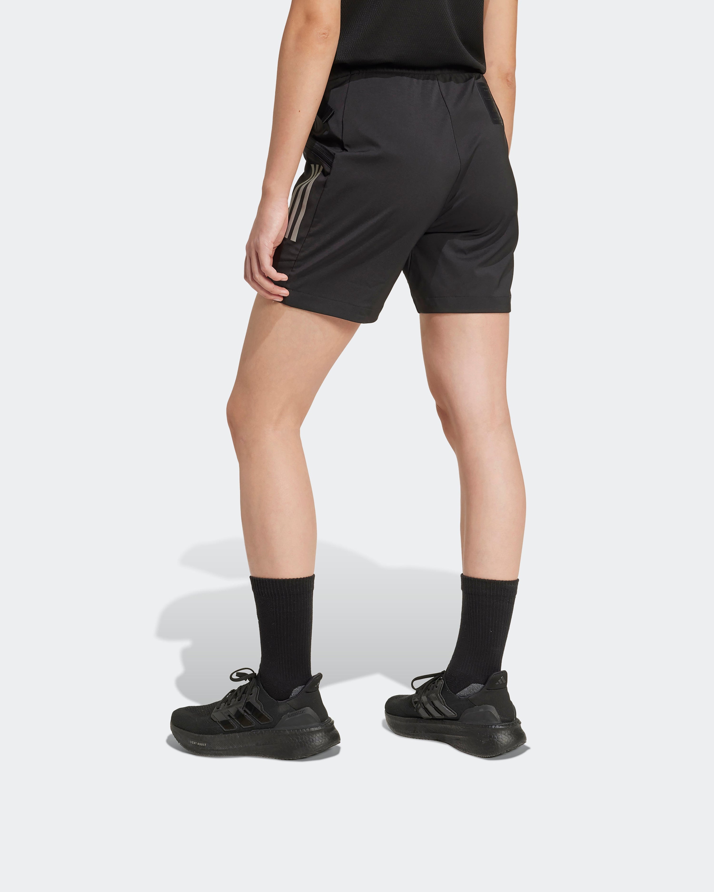 Womens 2025 Mechanics Shorts Black — alternate product angle showing Mercedes-AMG PETRONAS F1 styling and product details | Dash Racegear