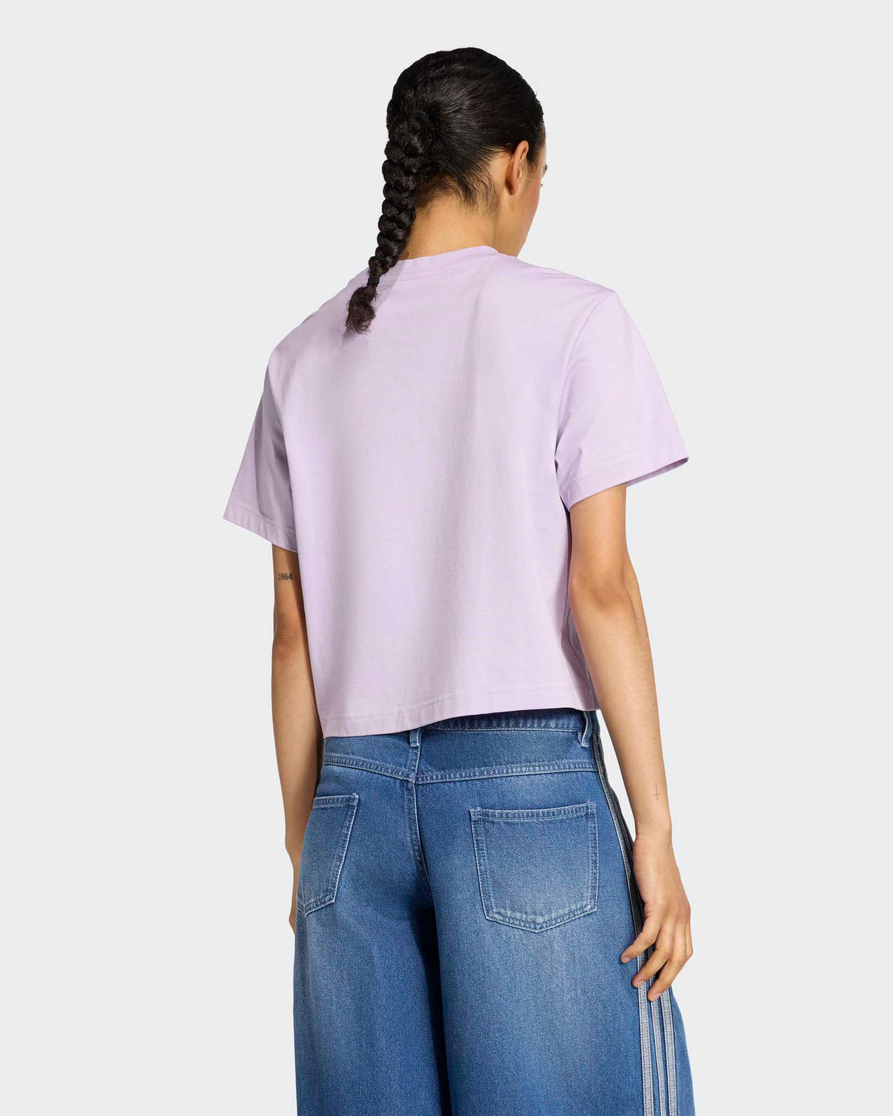 Womens Premium Woven Crop T-shirt Purple — close-up design detail showing Mercedes-AMG PETRONAS F1 styling and product details | Dash Racegear