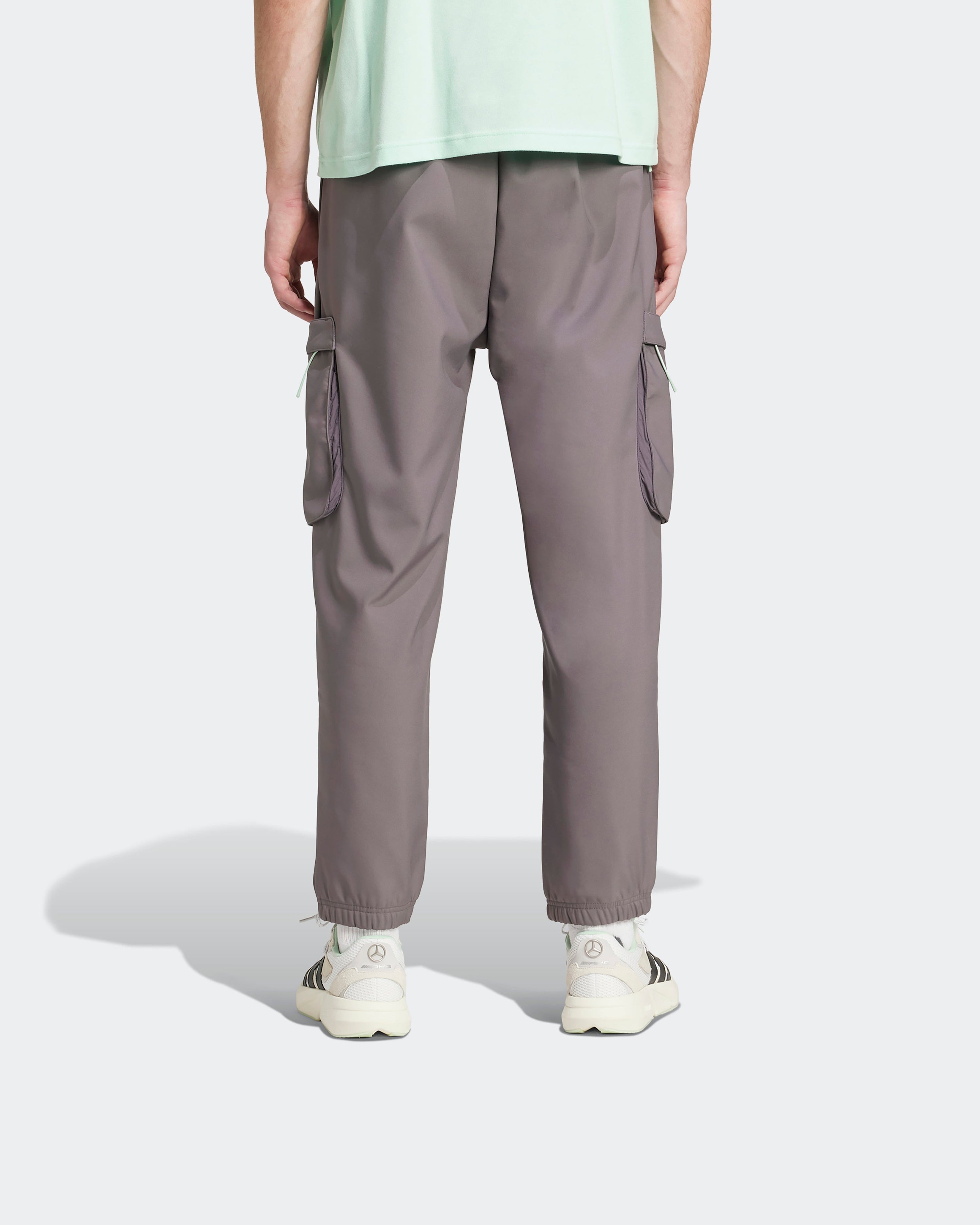 Mens Premium Woven Joggers Grey — alternate product angle showing Mercedes-AMG PETRONAS F1 styling and product details | Dash Racegear