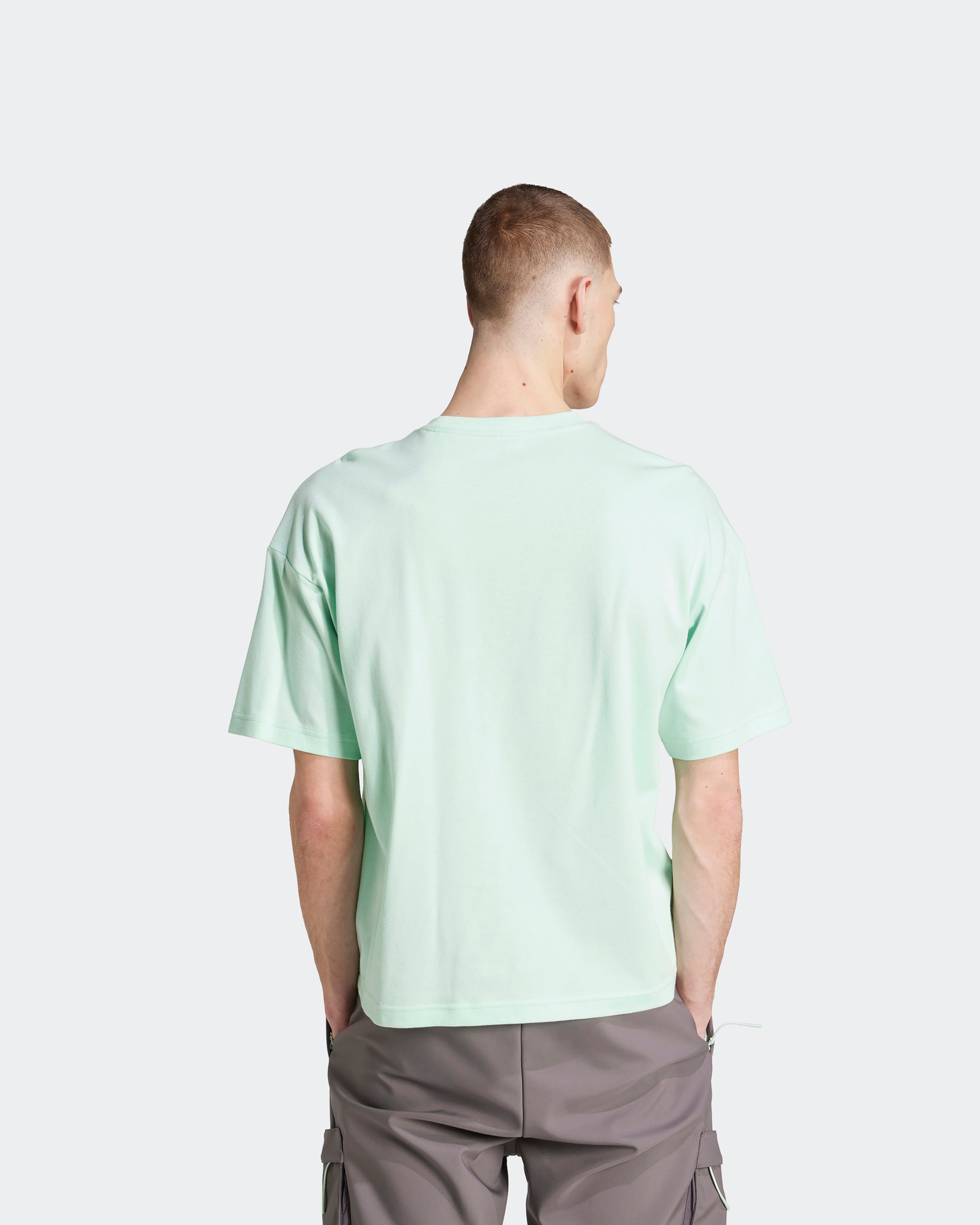 Mens Premium Woven T-Shirt Green — alternate product angle showing Mercedes-AMG PETRONAS F1 styling and product details | Dash Racegear
