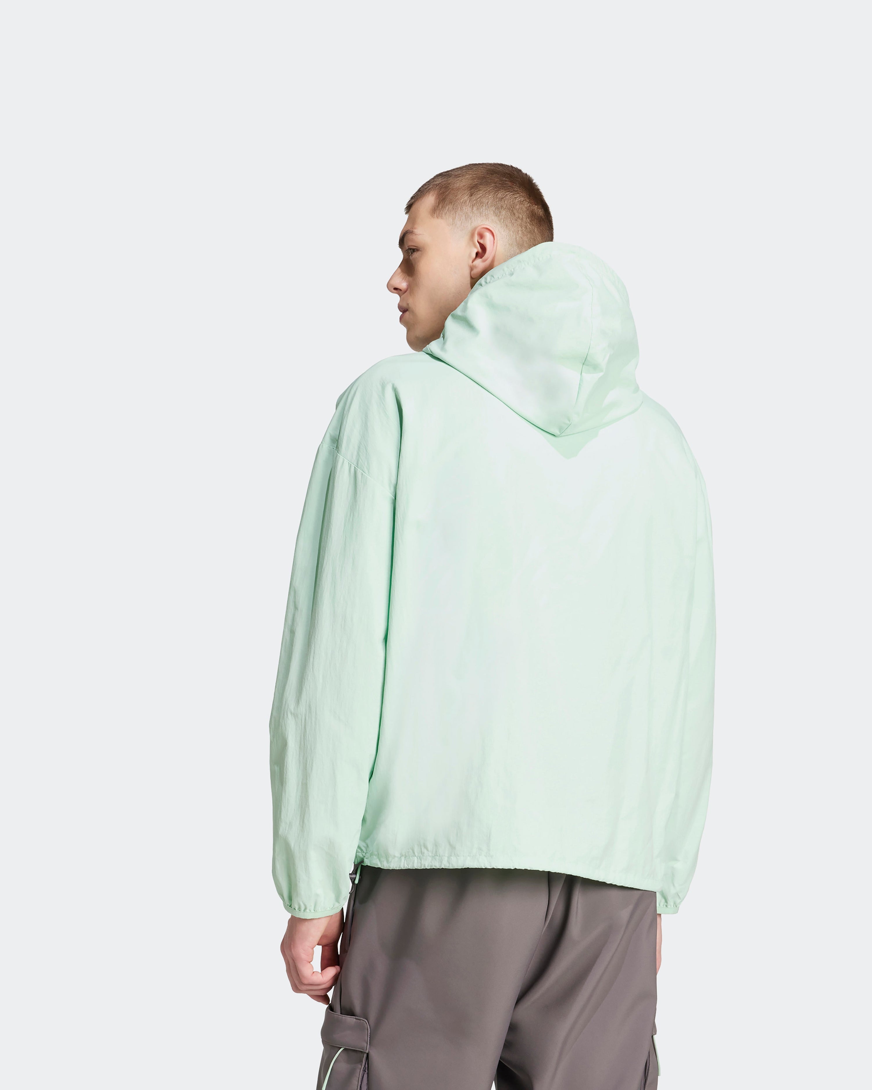 Mens Premium Woven Windbreaker Green — alternate product angle showing Mercedes-AMG PETRONAS F1 styling and product details | Dash Racegear