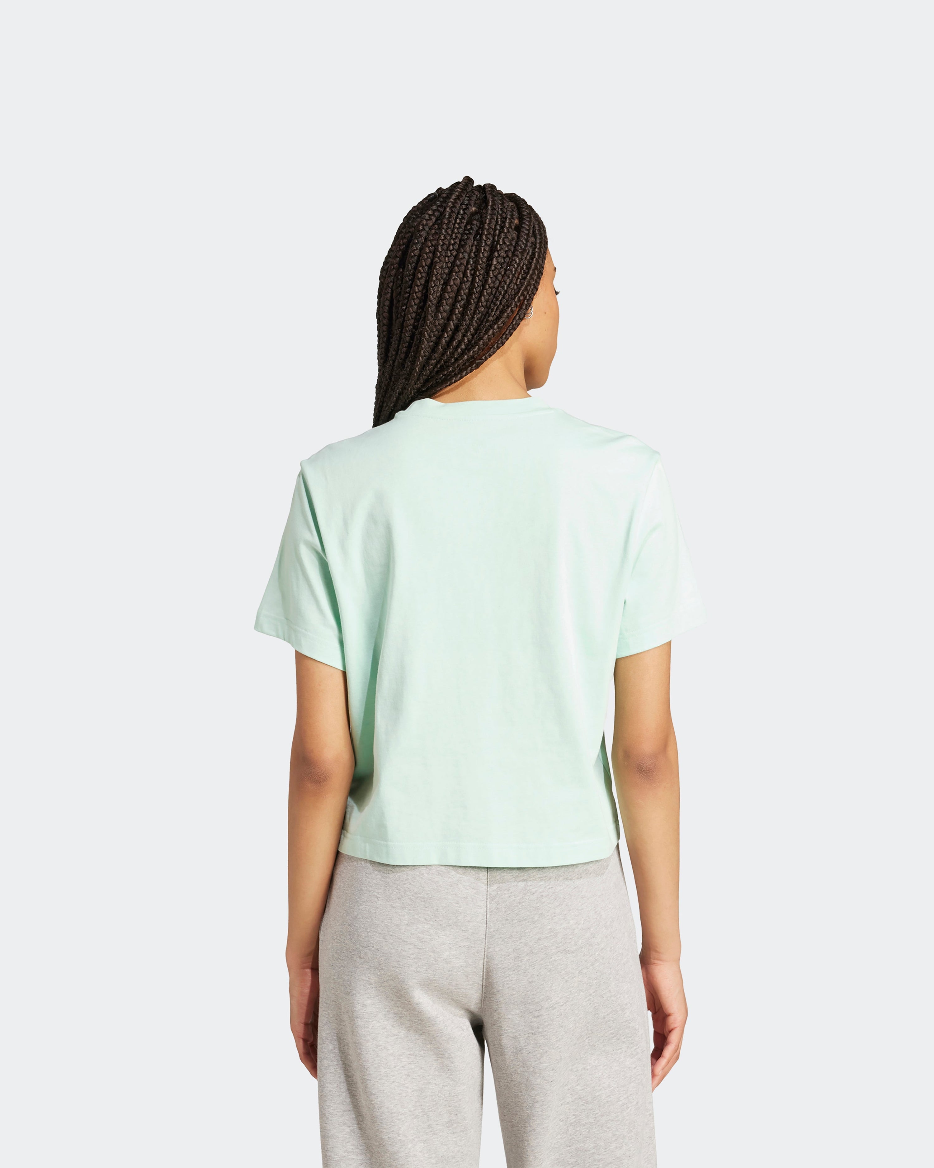 Womens Premium Woven Crop T-Shirt Green — close-up design detail showing Mercedes-AMG PETRONAS F1 styling and product details | Dash Racegear