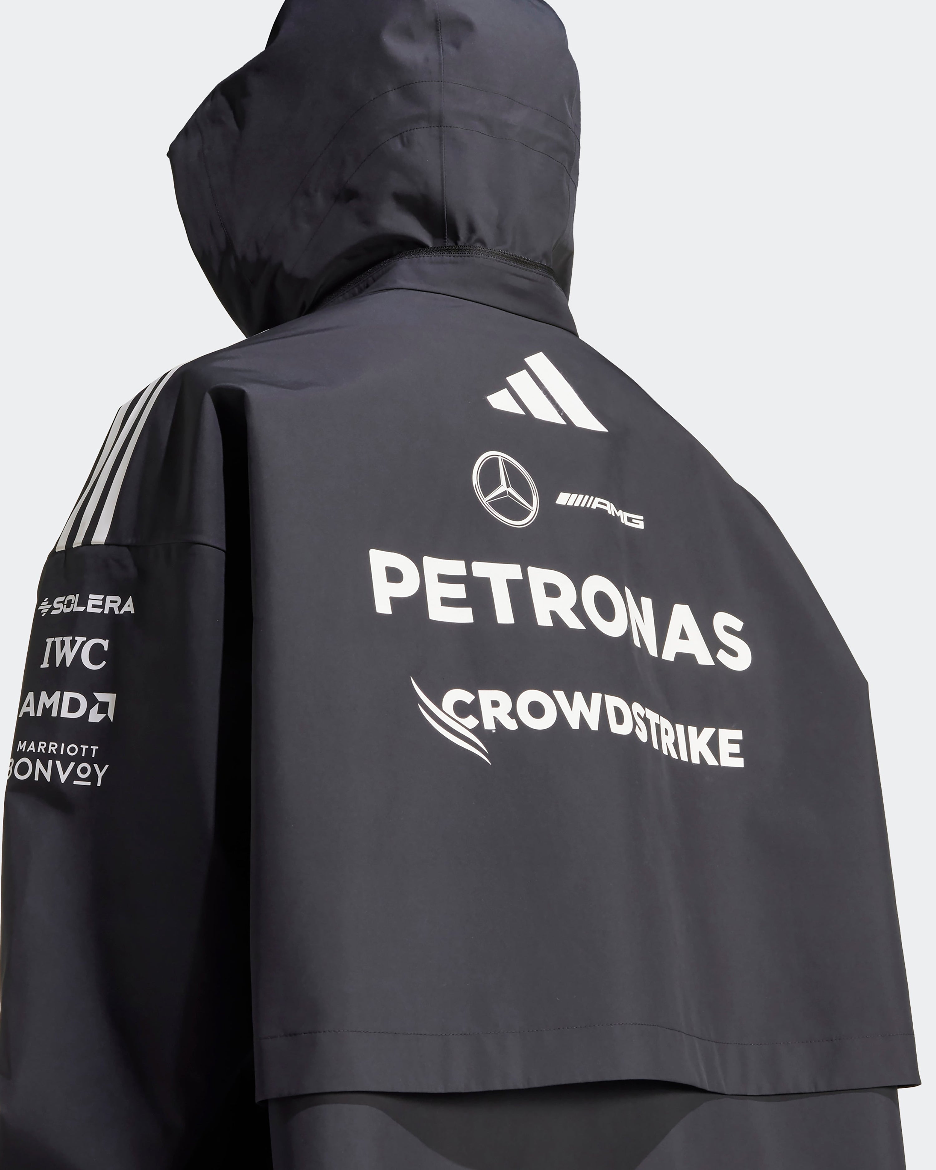 Mens 2025 Team Myshelter Jacket Black — additional product detail showing Mercedes-AMG PETRONAS F1 styling and product details | Dash Racegear