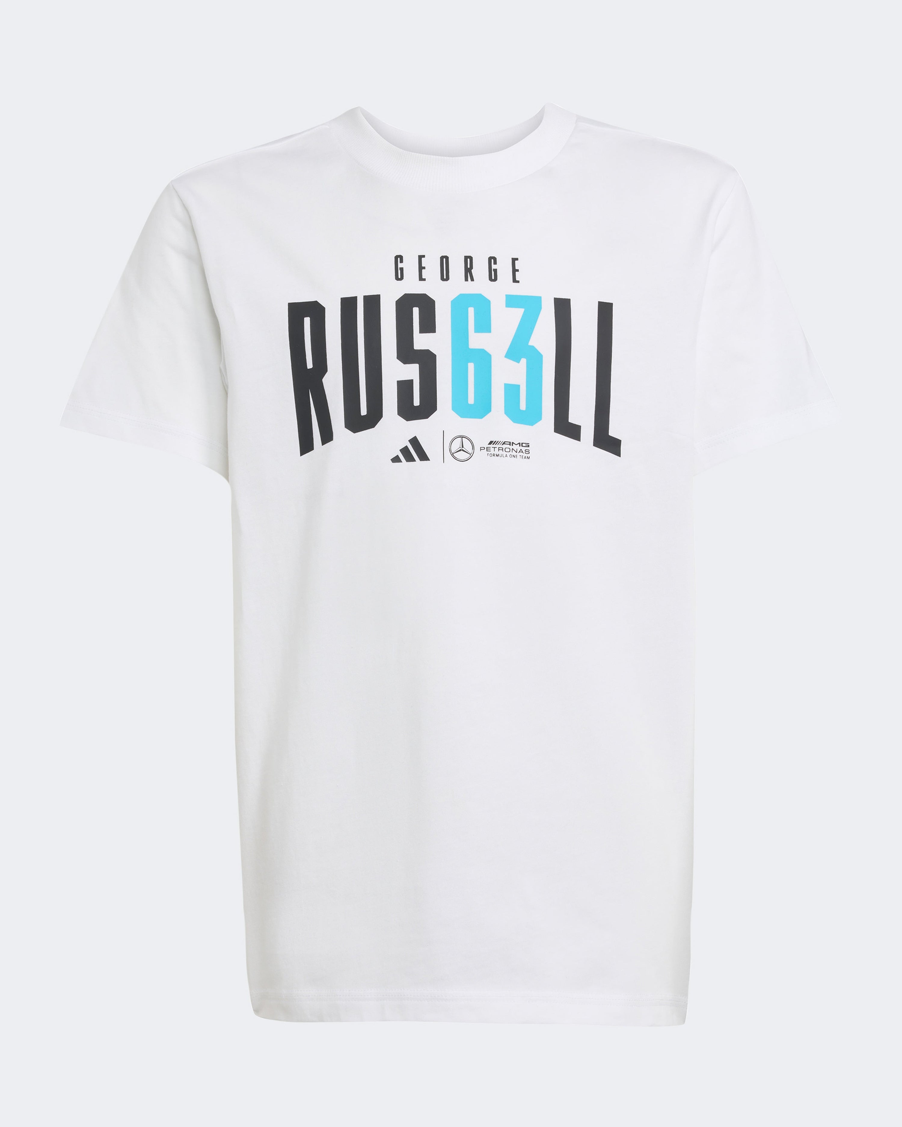 Kids George Russell T-shirt White — primary product view showing Mercedes-AMG PETRONAS F1 styling and product details | Dash Racegear
