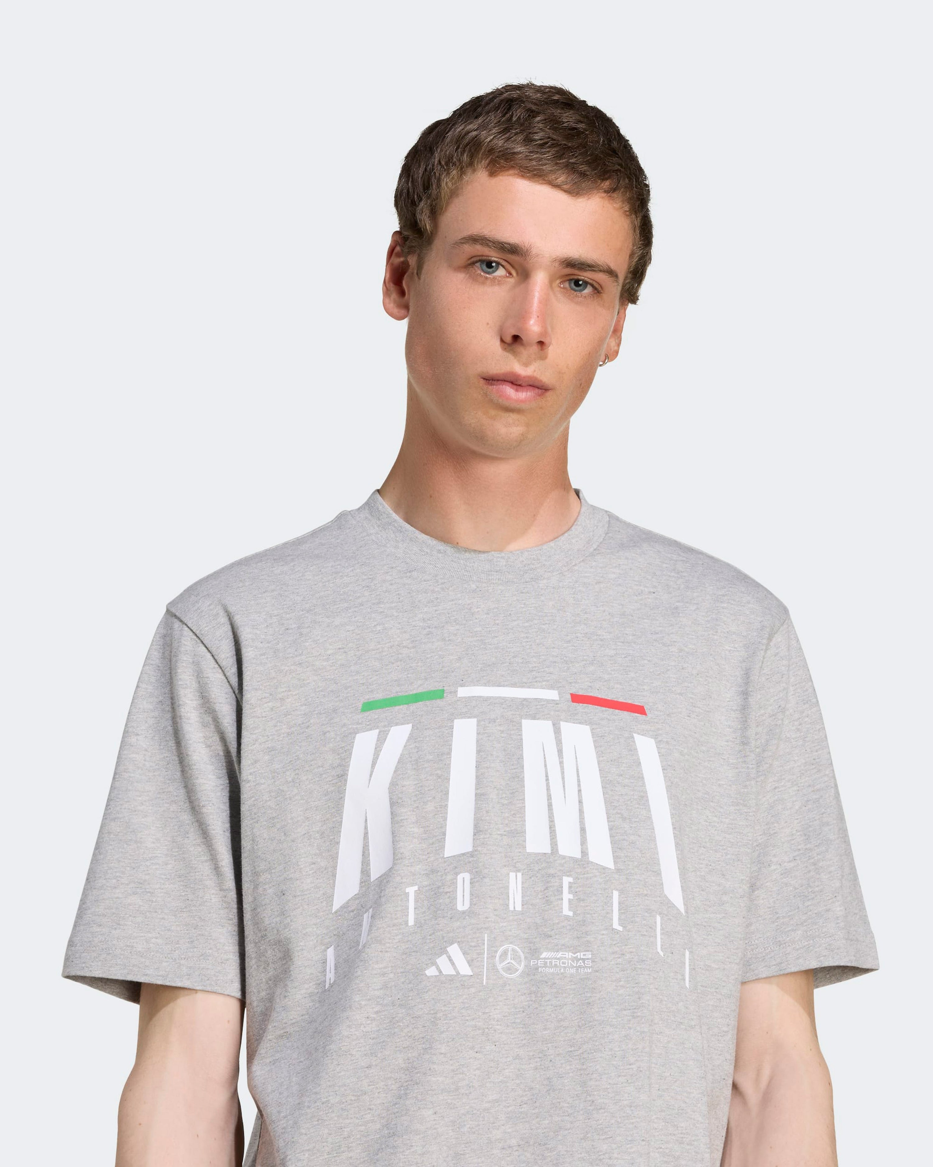 Mens Kimi Antonelli T-shirt Grey — additional product detail showing Mercedes-AMG PETRONAS F1 styling and product details | Dash Racegear