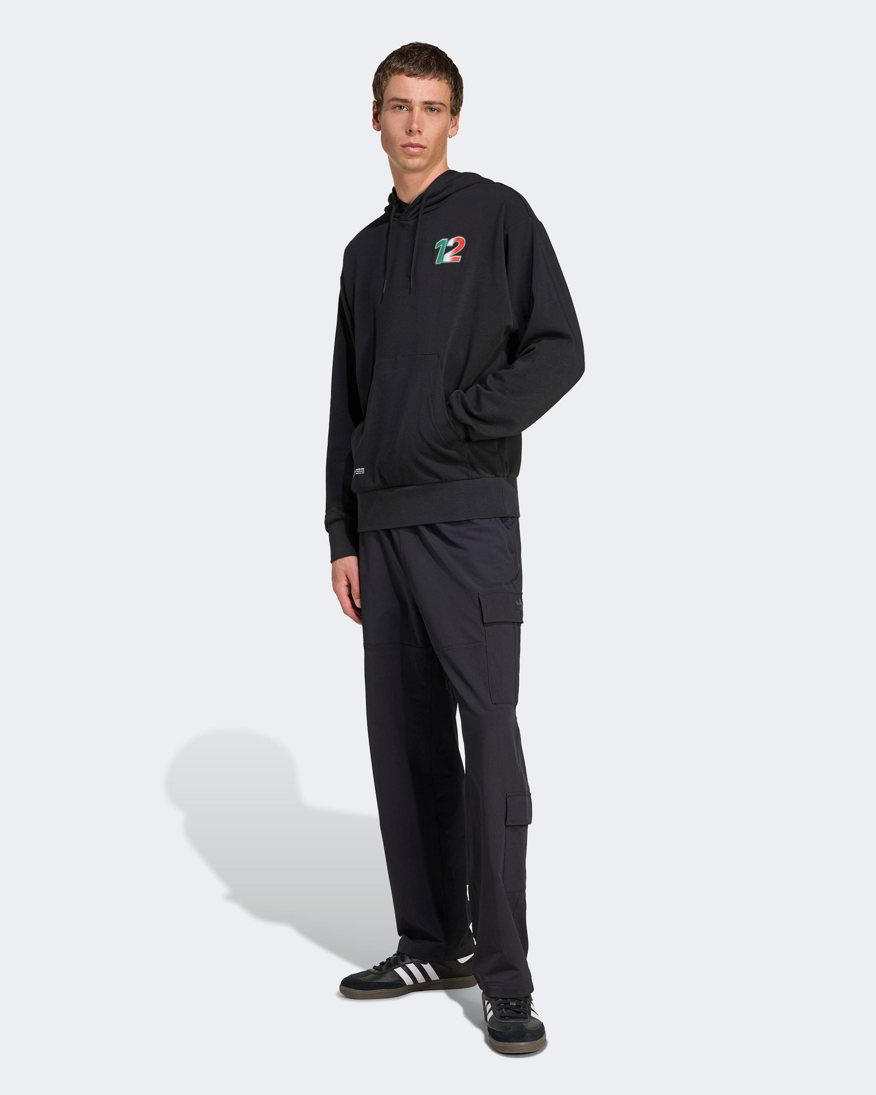 Mens Kimi Antonelli Graphic Hoody Black — close-up design detail showing Mercedes-AMG PETRONAS F1 styling and product details | Dash Racegear