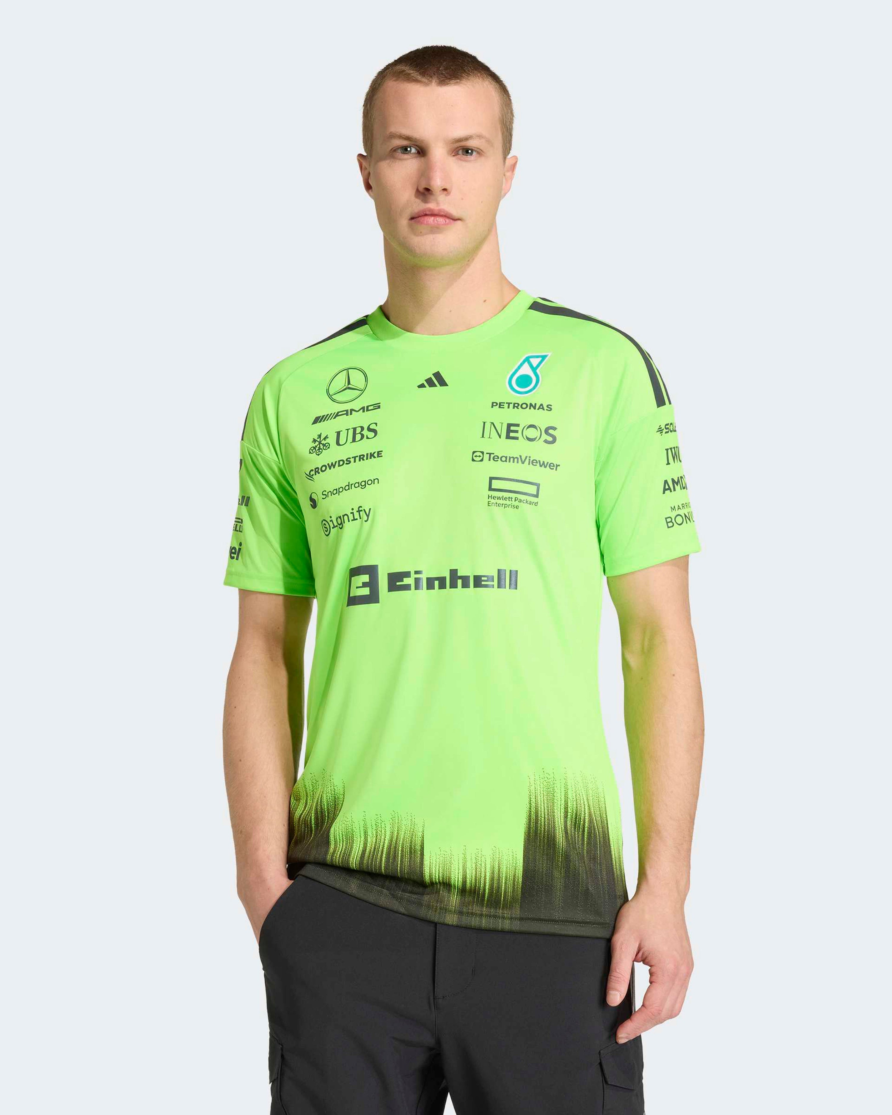 Mens 2026 Setup Tee Green — primary product view showing Mercedes-AMG PETRONAS F1 styling and product details | Dash Racegear