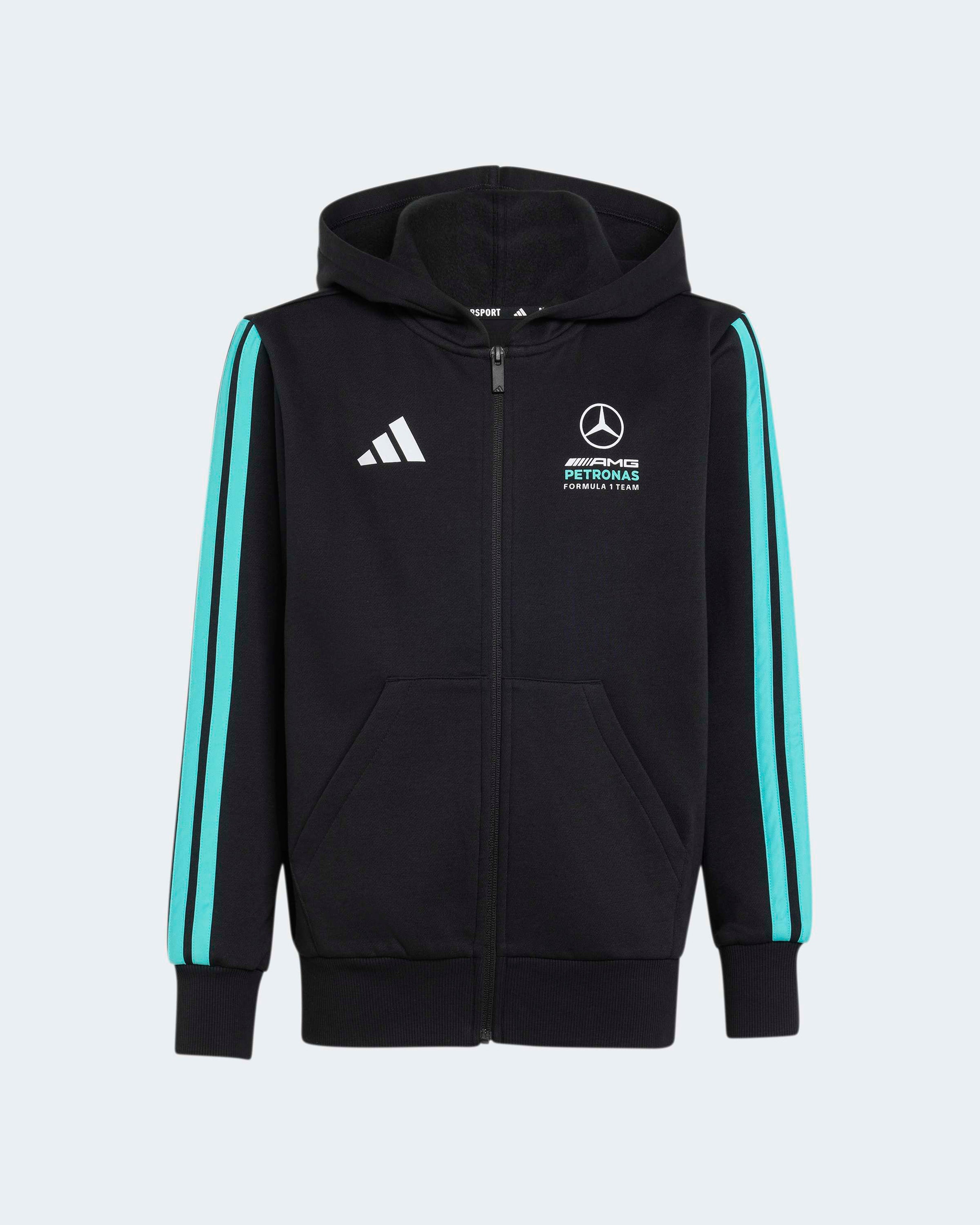 Kids DNA Full-Zip Hoody Black — primary product view showing Mercedes-AMG PETRONAS F1 styling and product details | Dash Racegear