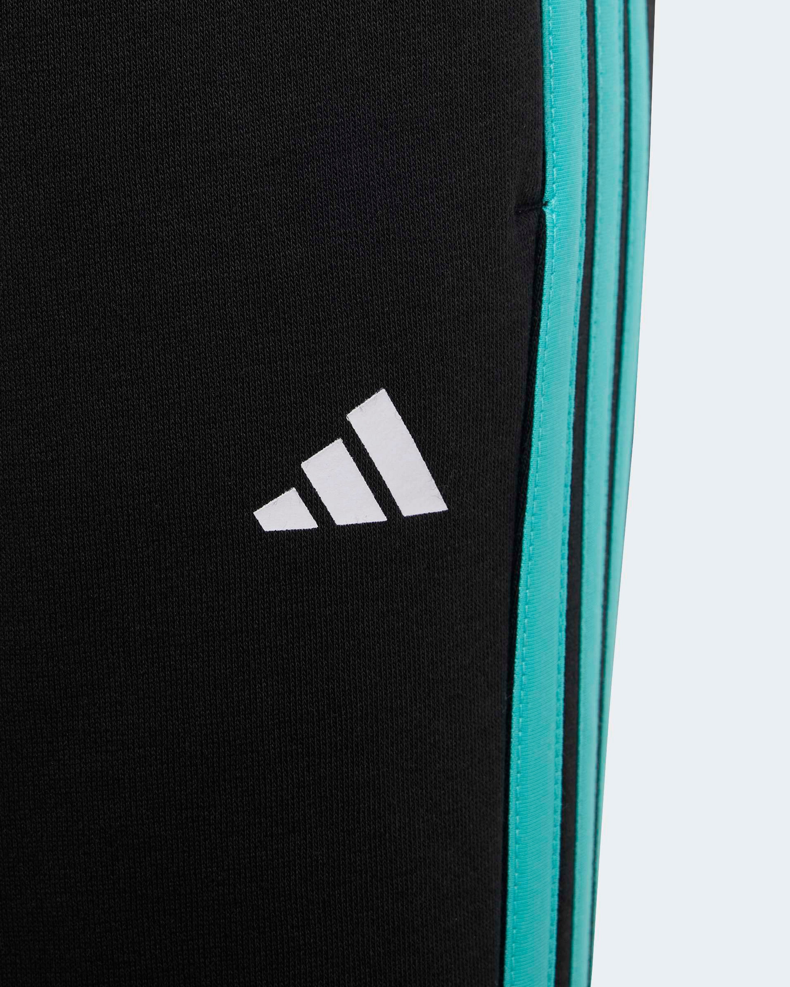 Kids DNA Pants Black — close-up design detail showing Mercedes-AMG PETRONAS F1 styling and product details | Dash Racegear