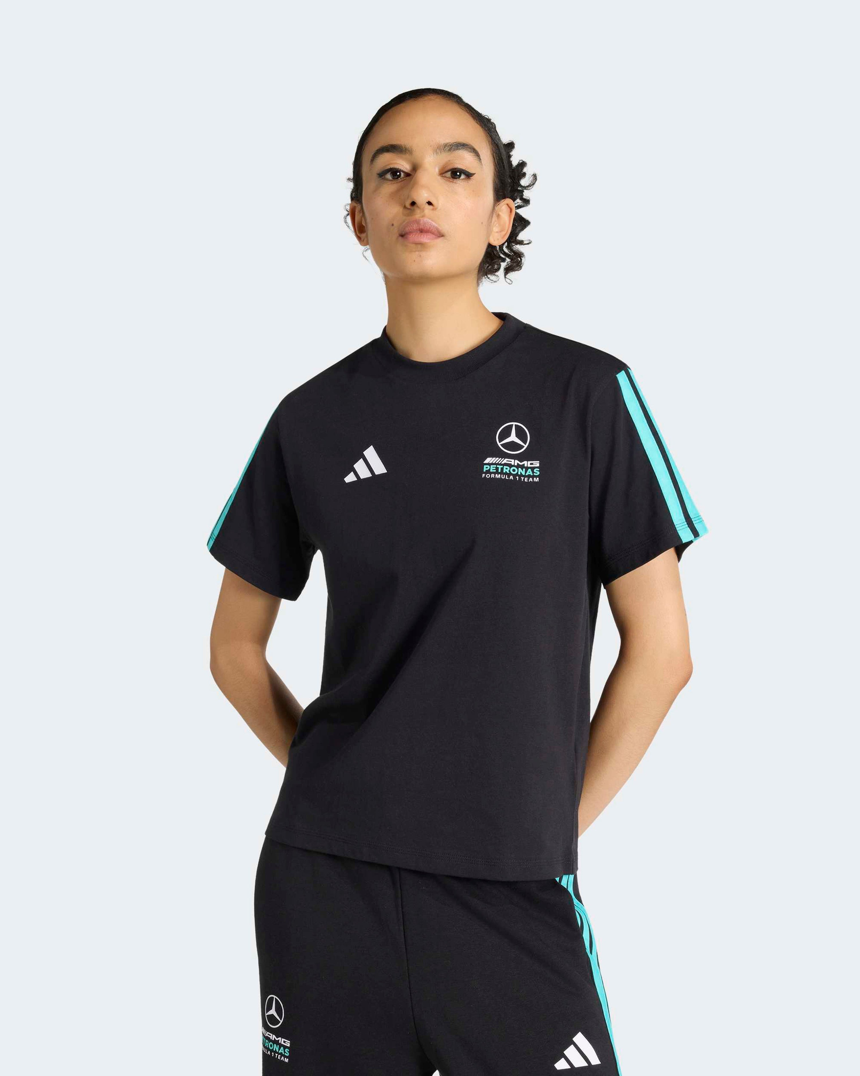 Womens DNA T-shirt Black — primary product view showing Mercedes-AMG PETRONAS F1 styling and product details | Dash Racegear