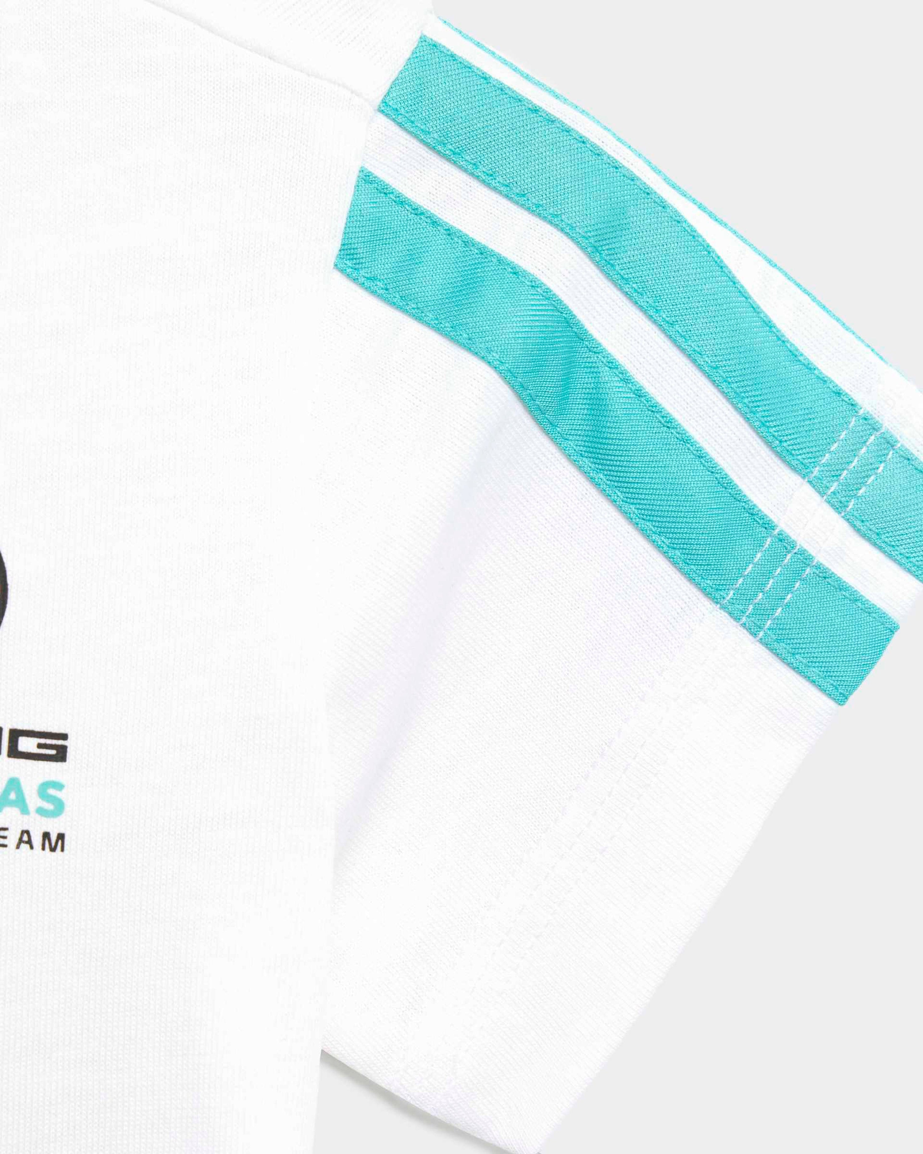 Kids DNA Short-Sleeve Pants White — alternate product angle showing Mercedes-AMG PETRONAS F1 styling and product details | Dash Racegear