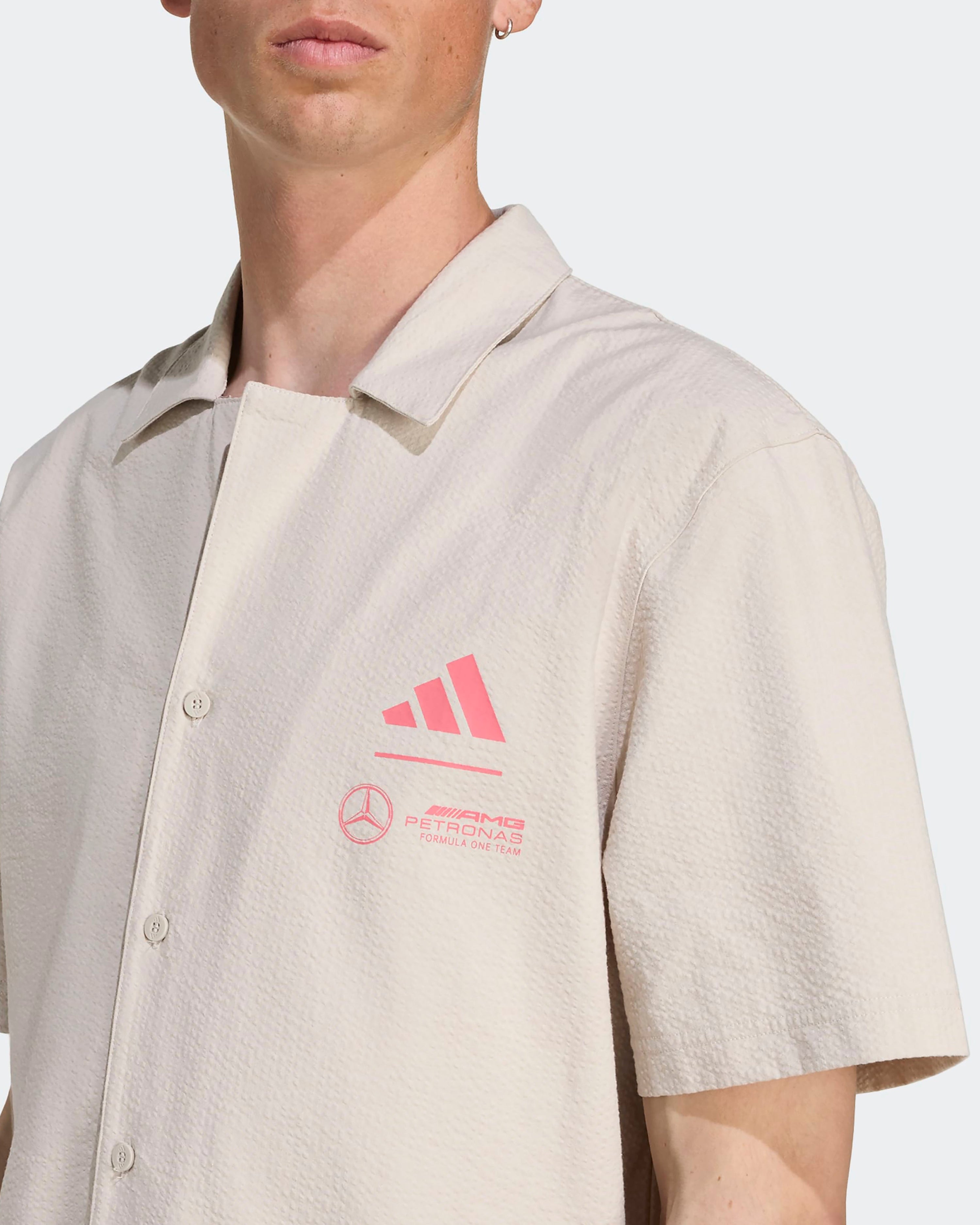 Mens Miami Shirt Beige — additional product detail showing Mercedes-AMG PETRONAS F1 styling and product details | Dash Racegear