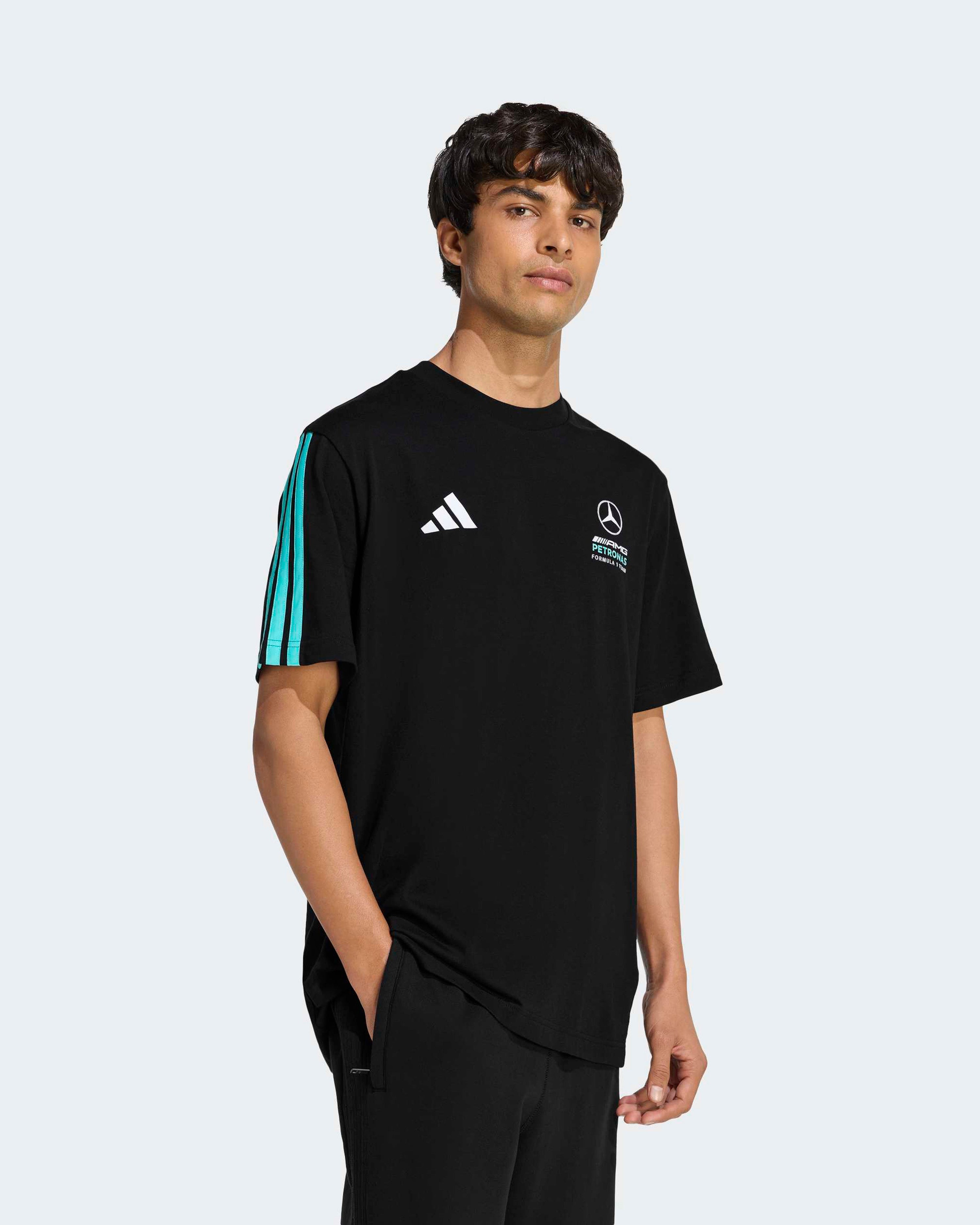 Mens DNA T-shirt Black — primary product view showing Mercedes-AMG PETRONAS F1 styling and product details | Dash Racegear