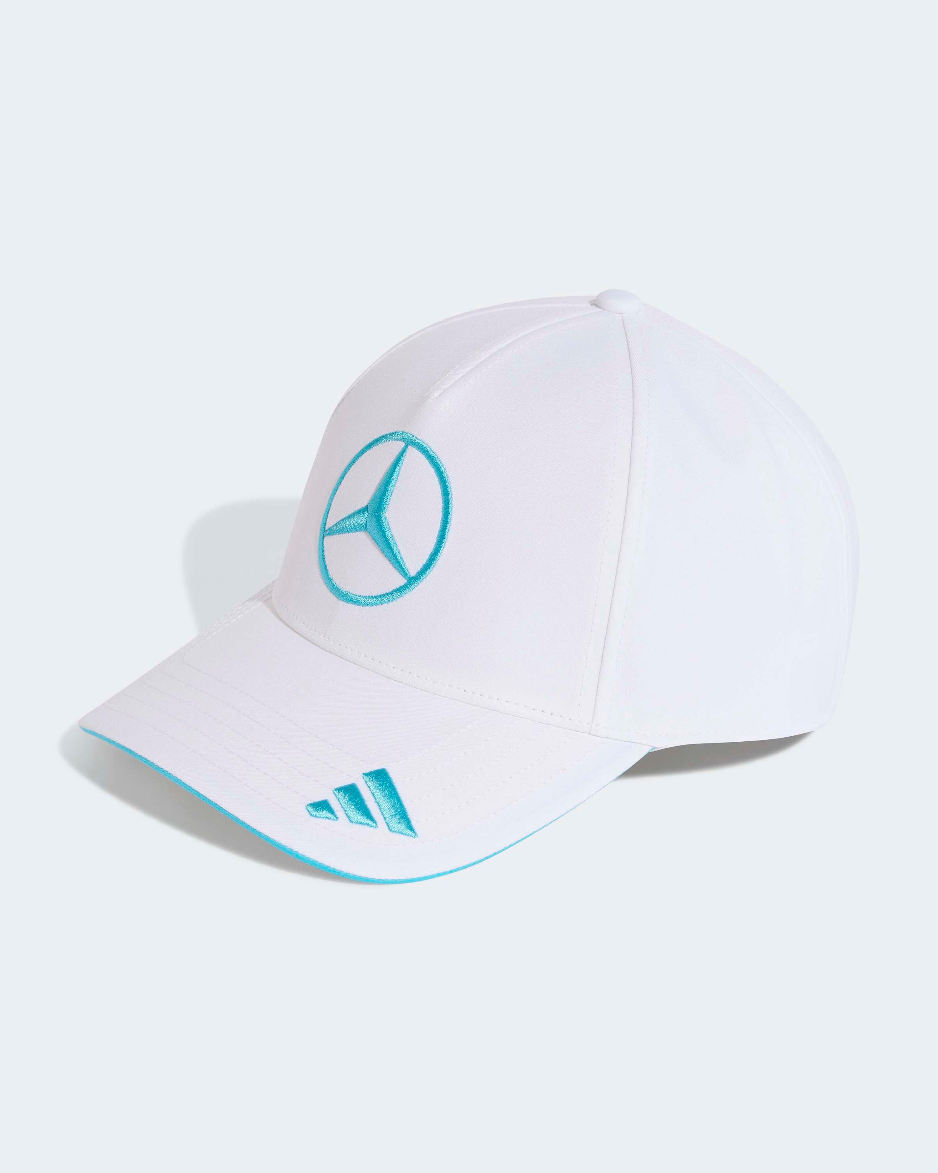 2026 George Russell Cap White — primary product view showing Mercedes-AMG PETRONAS F1 styling and product details | Dash Racegear