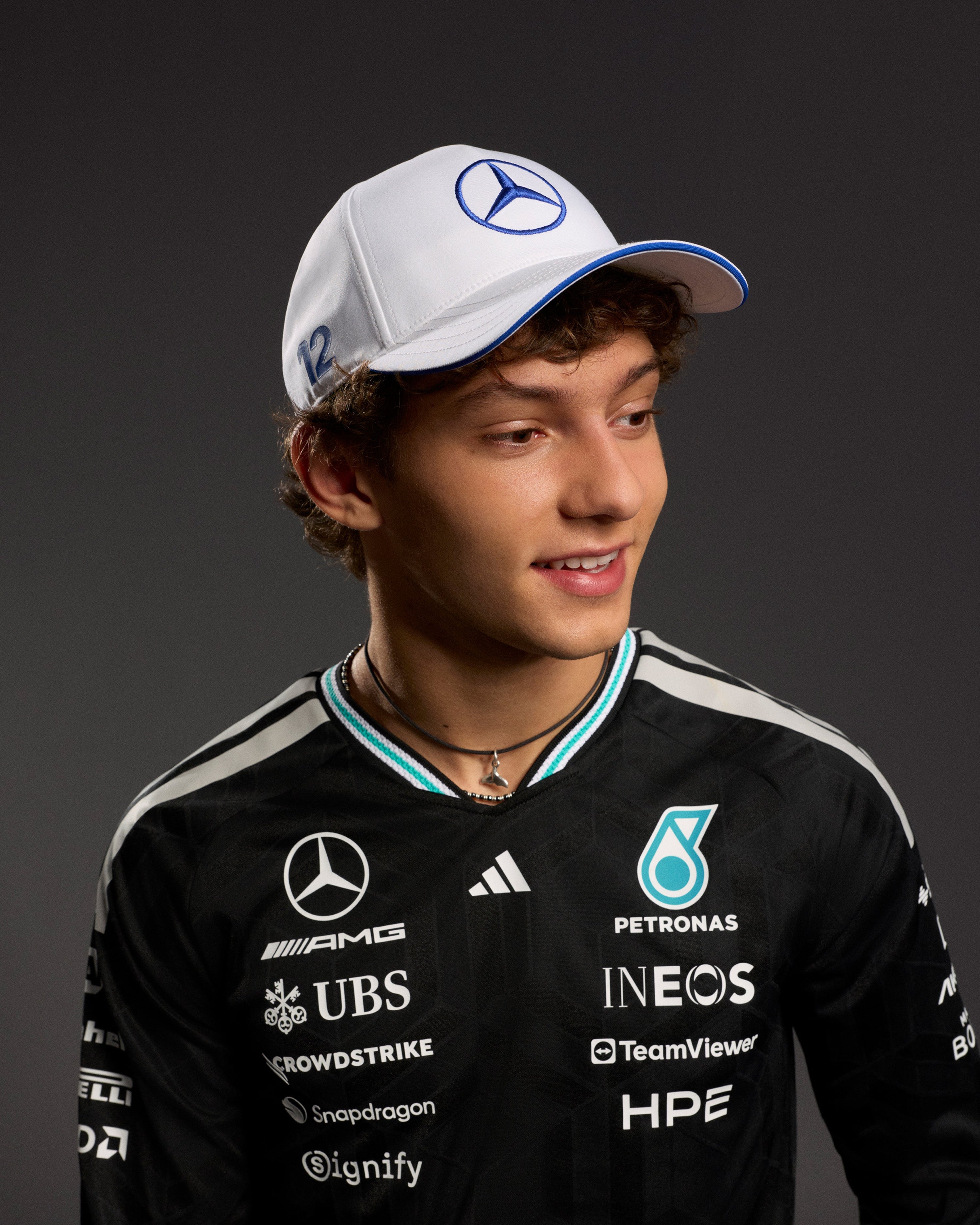 2026 Kimi Antonelli Cap White — alternate product angle showing Mercedes-AMG PETRONAS F1 styling and product details | Dash Racegear