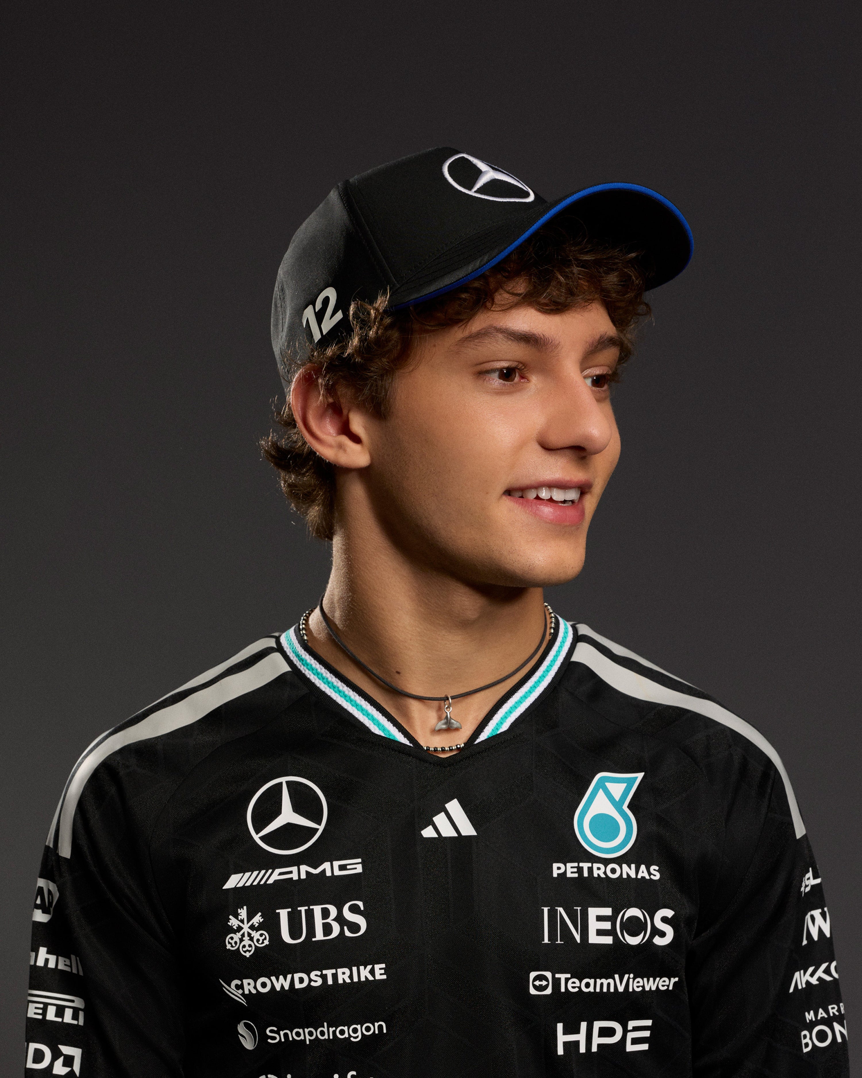 2026 Kimi Antonelli Cap Black — alternate product angle showing Mercedes-AMG PETRONAS F1 styling and product details | Dash Racegear