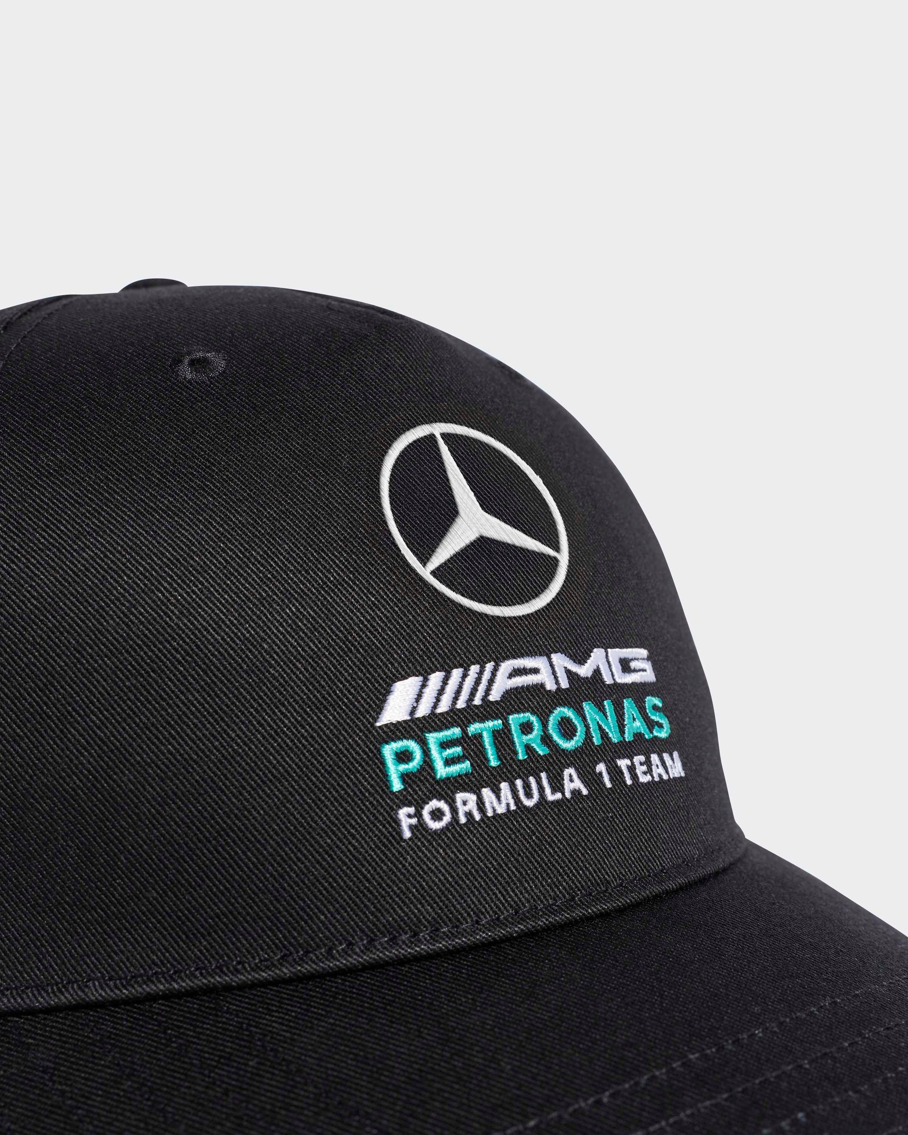 DNA Baseball Cap Black — close-up design detail showing Mercedes-AMG PETRONAS F1 styling and product details | Dash Racegear