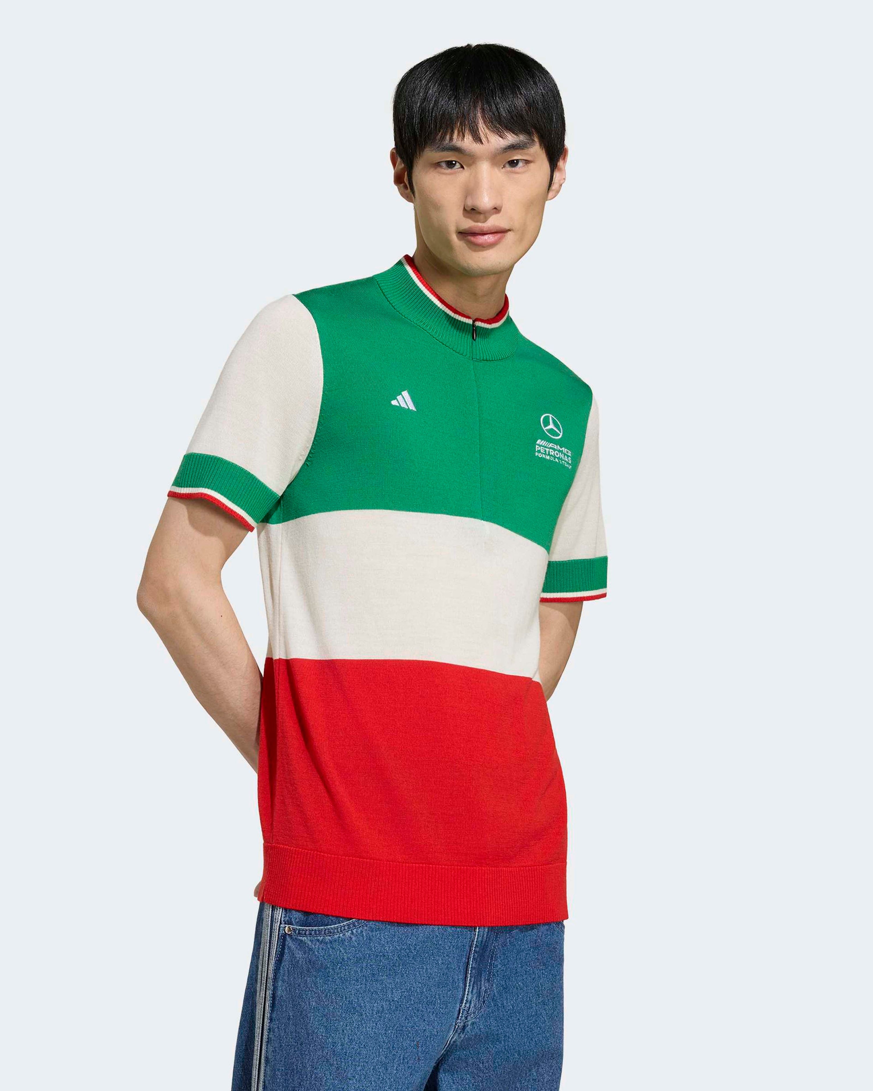 Mens Giro Di Mercedes Merino Top Italy Green — primary product view showing Mercedes-AMG PETRONAS F1 styling and product details | Dash Racegear