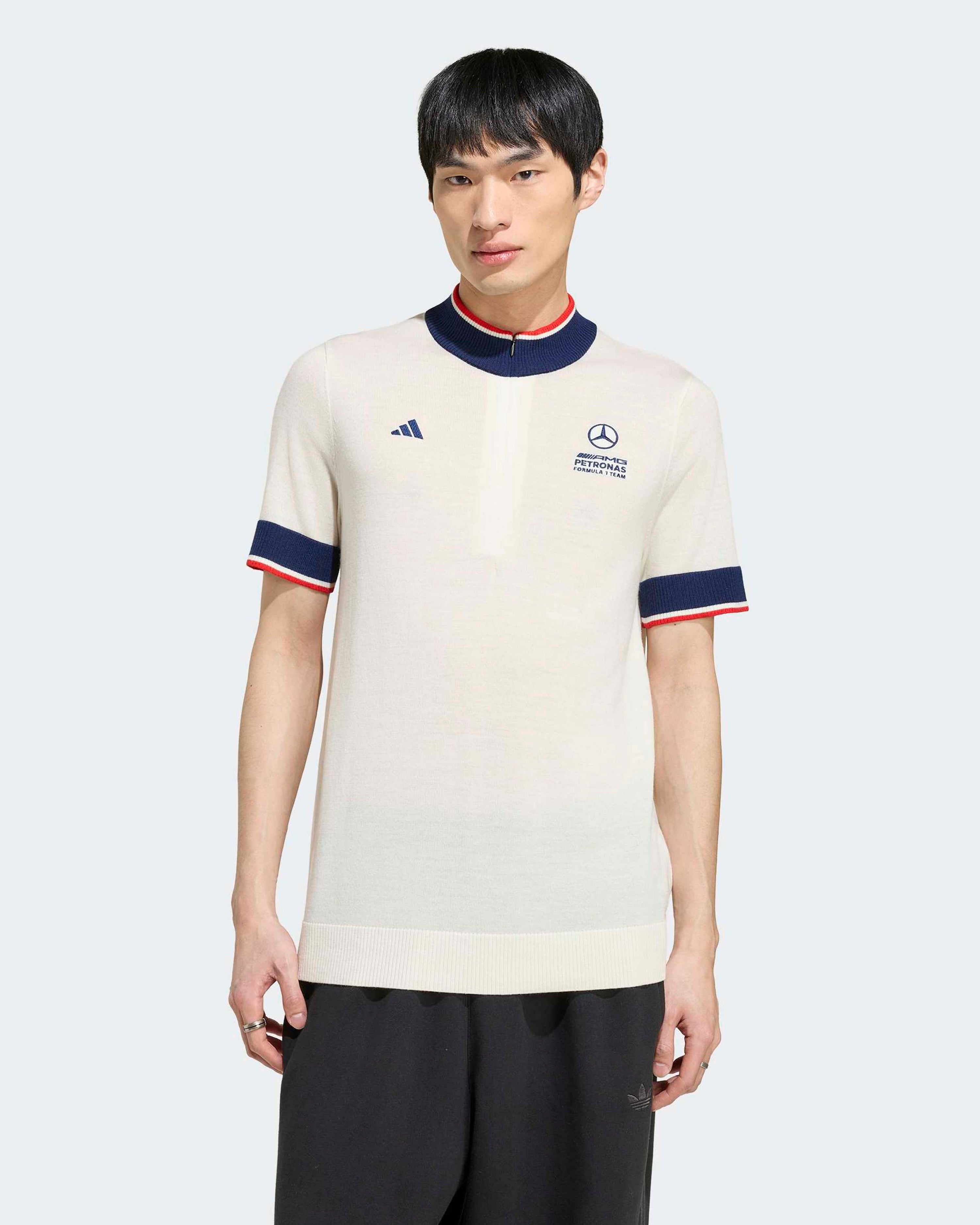 Mens Giro Di Mercedes Merino Top Great Britain White — primary product view showing Mercedes-AMG PETRONAS F1 styling and product details | Dash Racegear