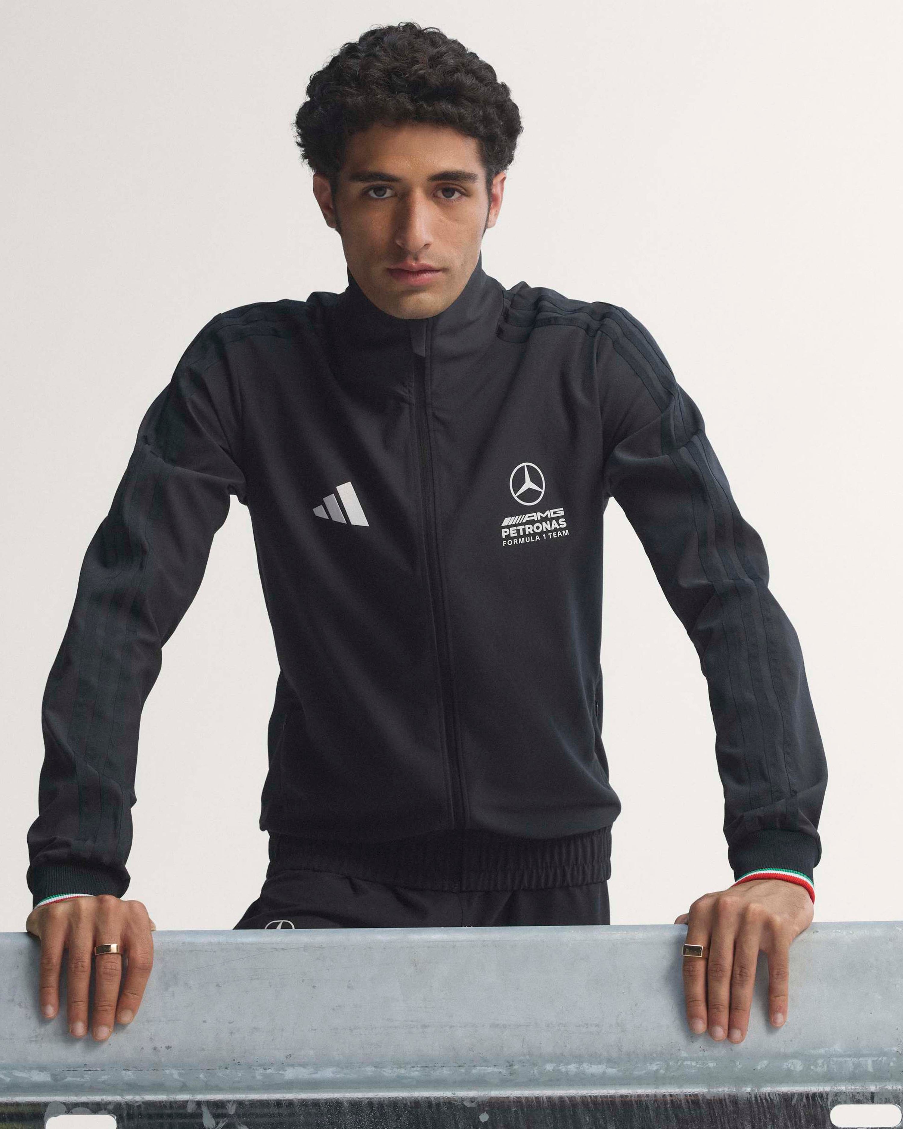 Mens Giro Di Mercedes Track Top Black — primary product view showing Mercedes-AMG PETRONAS F1 styling and product details | Dash Racegear