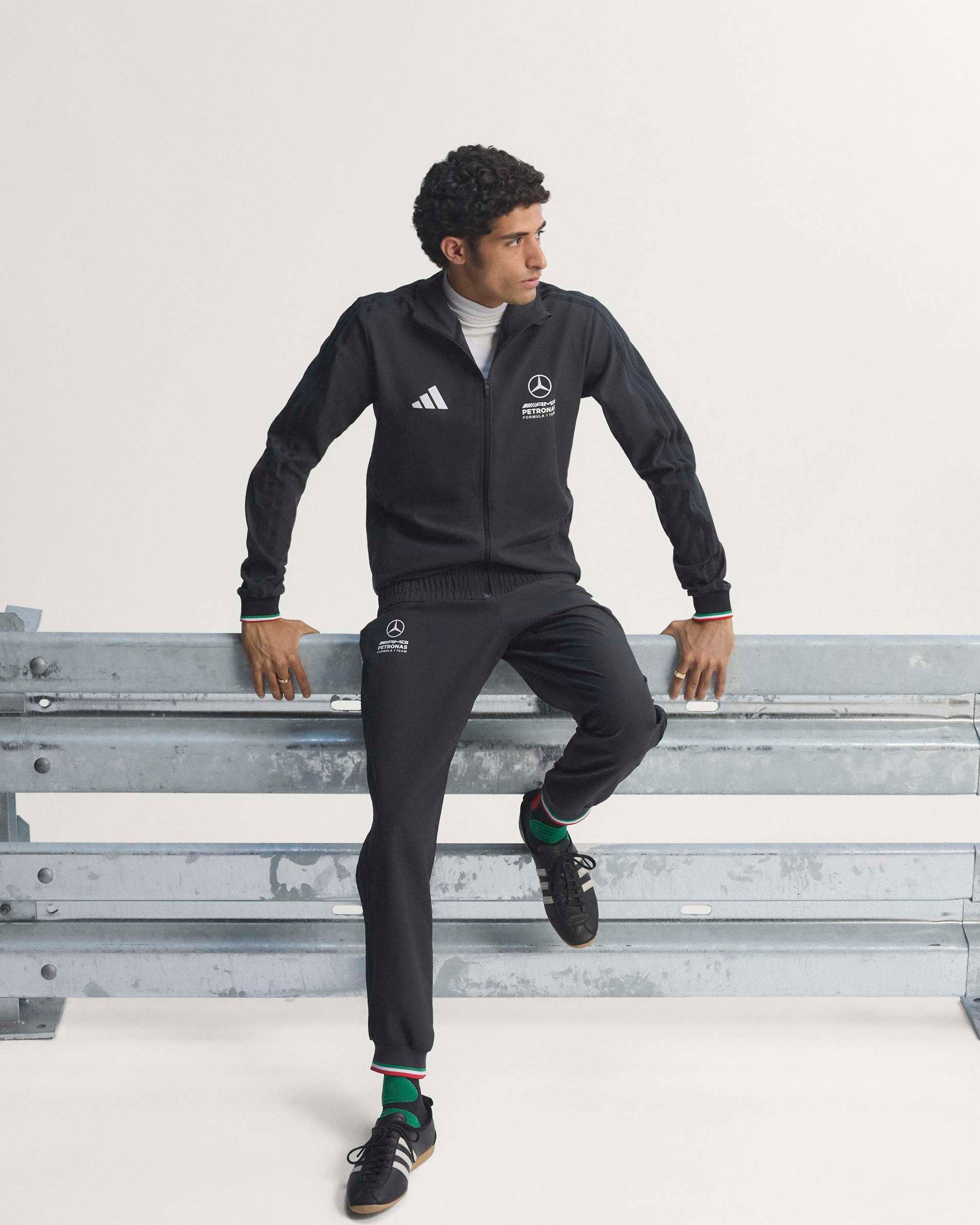 Mens Giro Di Mercedes Track Top Black — alternate product angle showing Mercedes-AMG PETRONAS F1 styling and product details | Dash Racegear