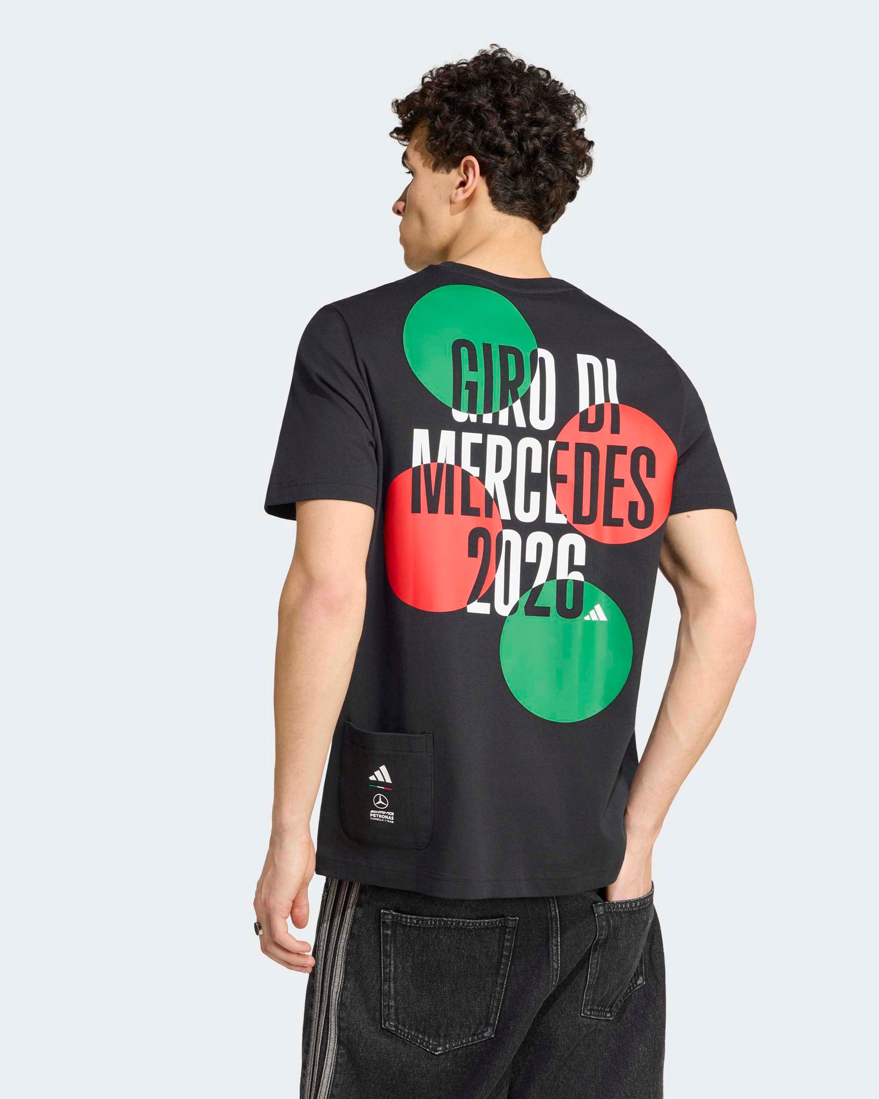Mens Giro Di Mercedes T-shirt Black — alternate product angle showing Mercedes-AMG PETRONAS F1 styling and product details | Dash Racegear