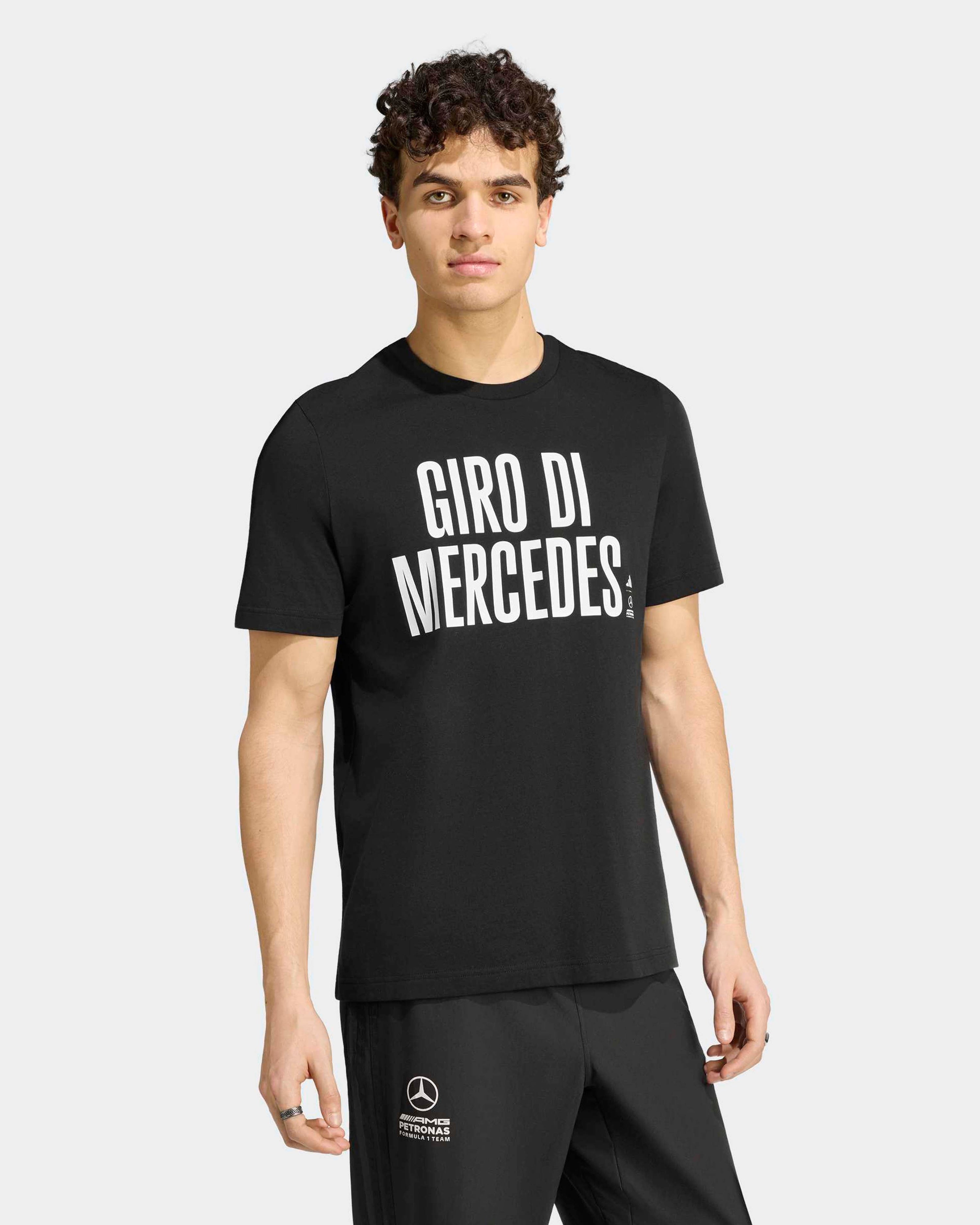 Mens Giro Di Mercedes Graphic T-shirt Black — alternate product angle showing Mercedes-AMG PETRONAS F1 styling and product details | Dash Racegear