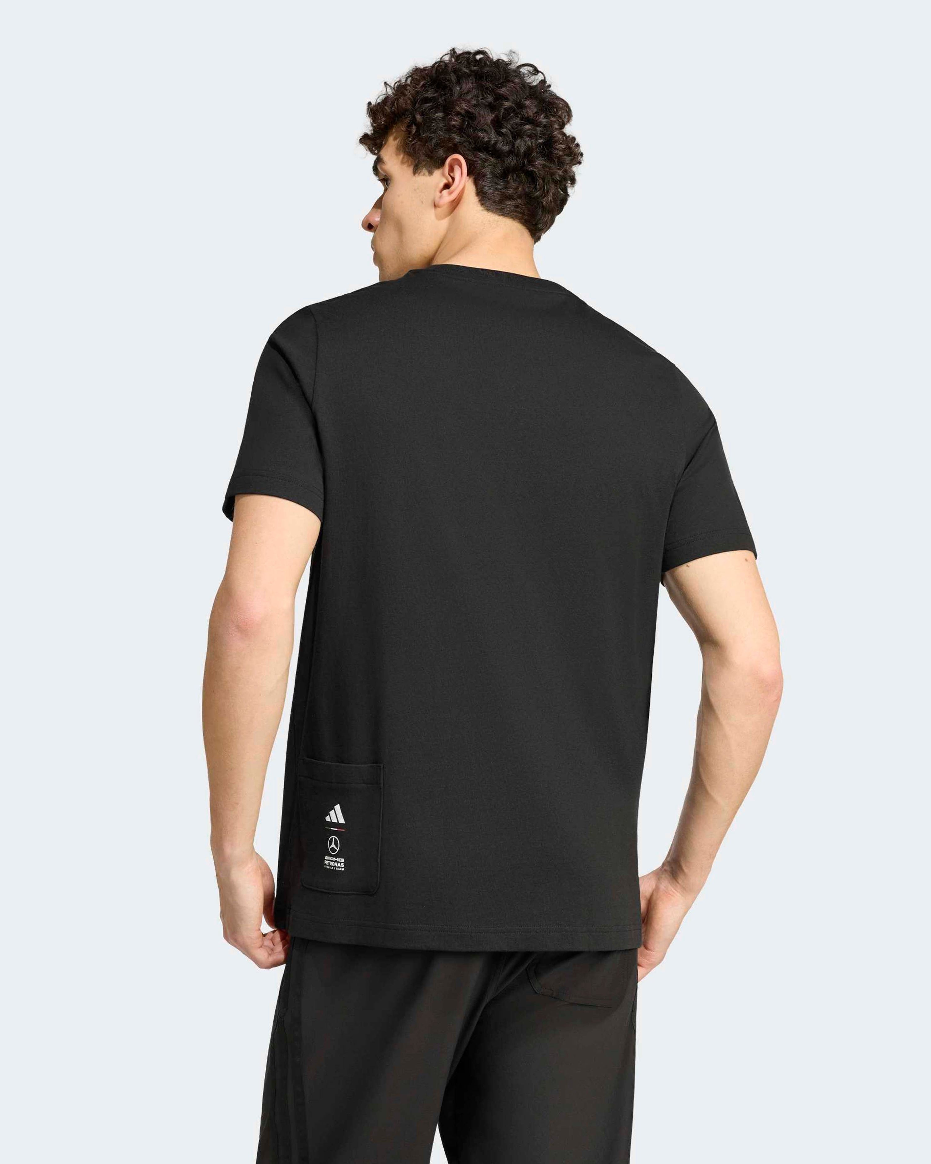 Mens Giro Di Mercedes Graphic T-shirt Black — close-up design detail showing Mercedes-AMG PETRONAS F1 styling and product details | Dash Racegear