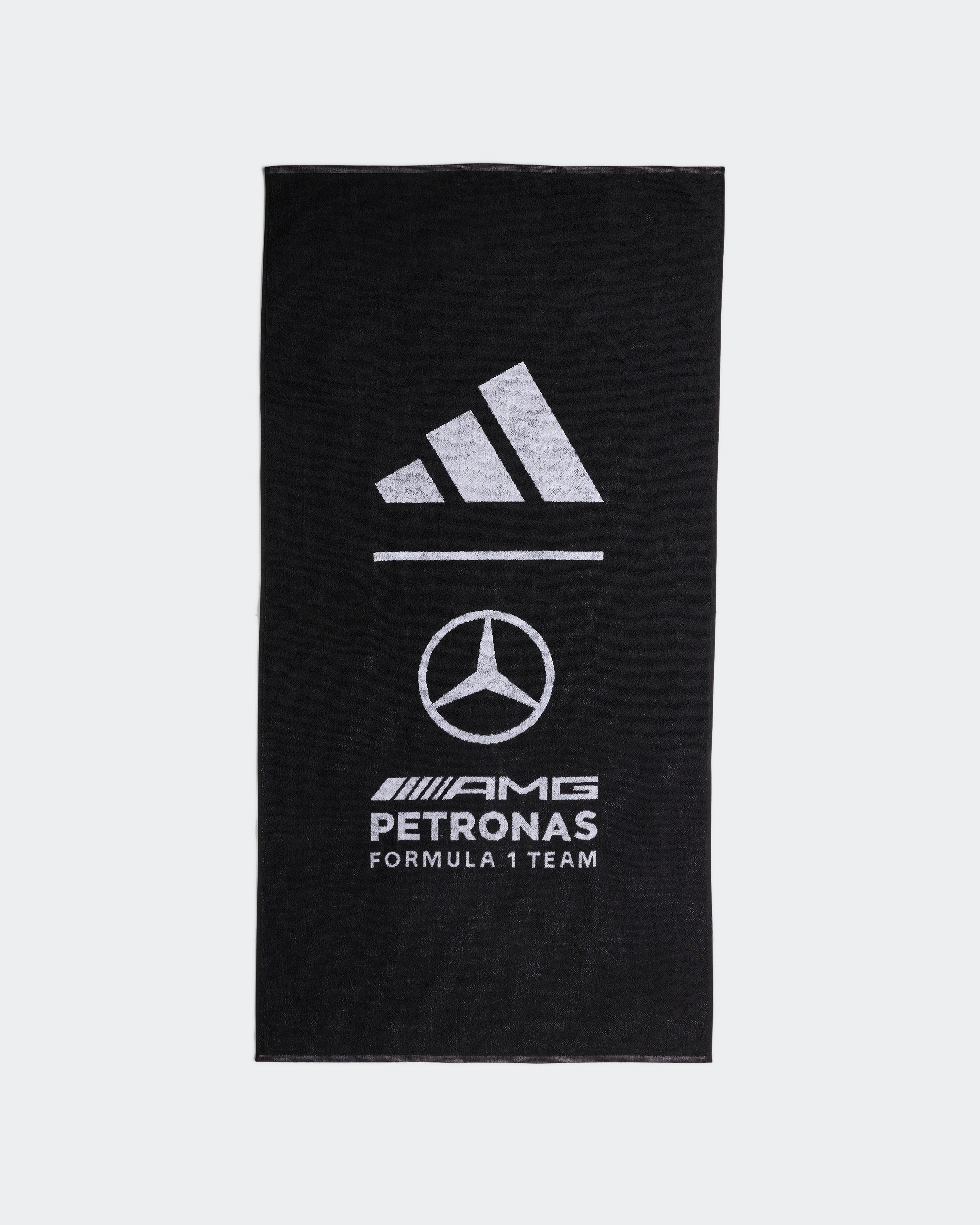 Team Towel Black — primary product view showing Mercedes-AMG PETRONAS F1 styling and product details | Dash Racegear