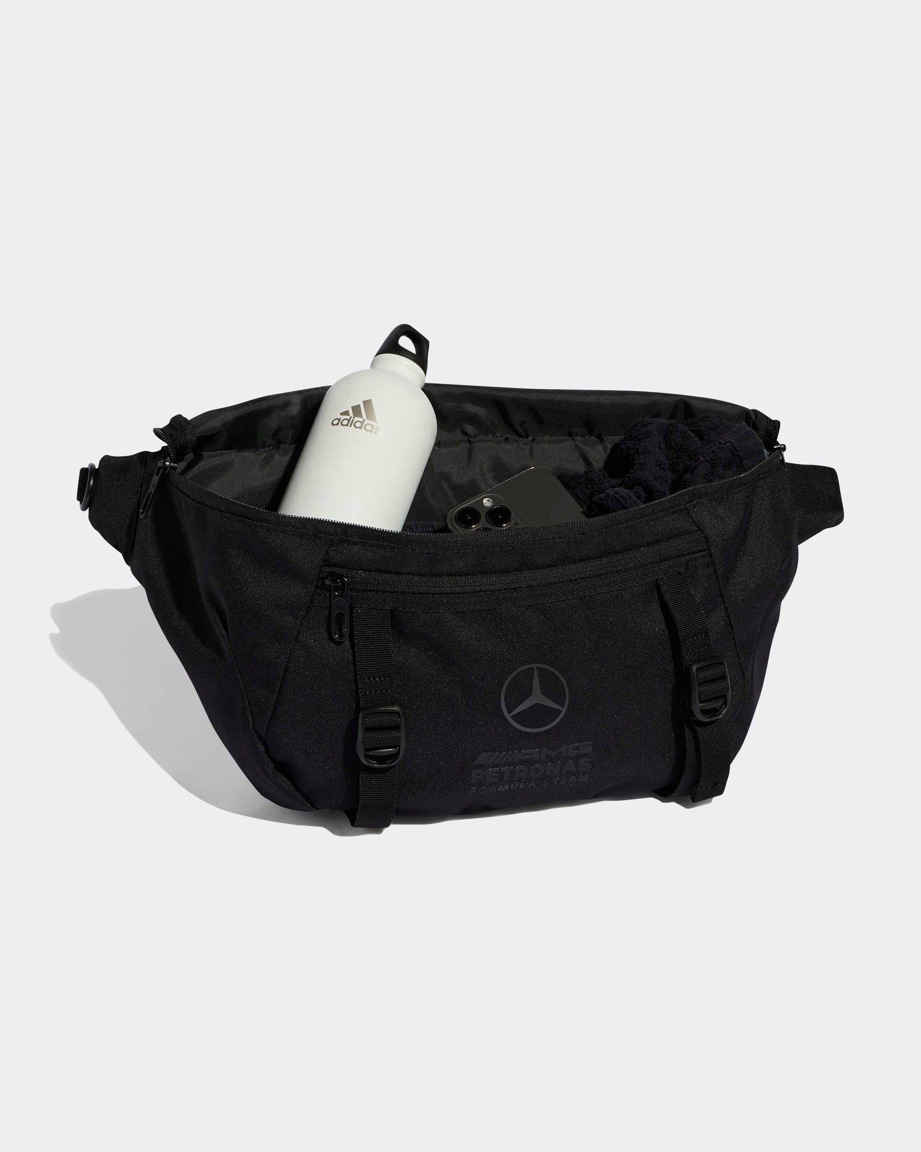 Night Cross Body Bag Black — additional product detail showing Mercedes-AMG PETRONAS F1 styling and product details | Dash Racegear