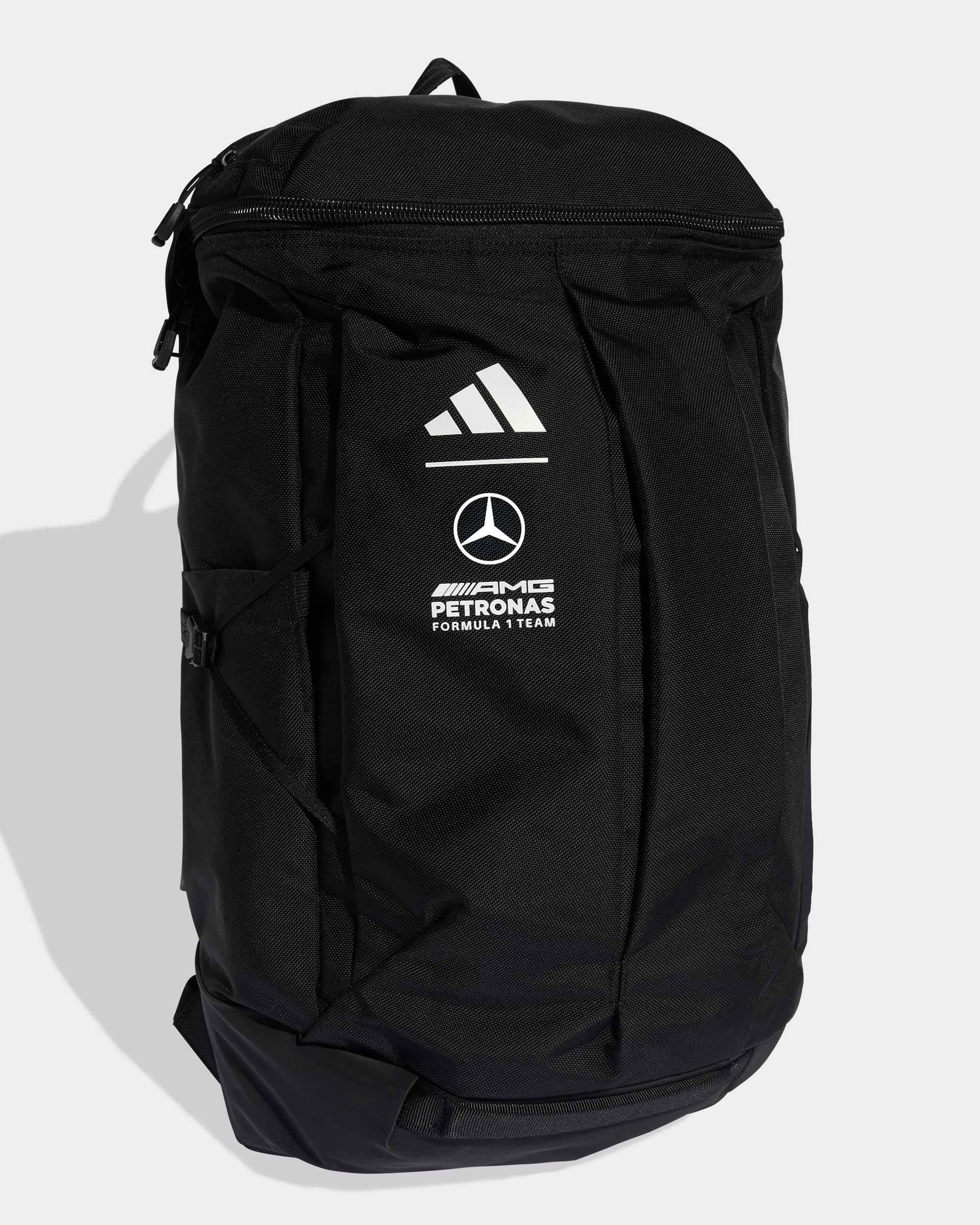 Team Backpack Black — close-up design detail showing Mercedes-AMG PETRONAS F1 styling and product details | Dash Racegear