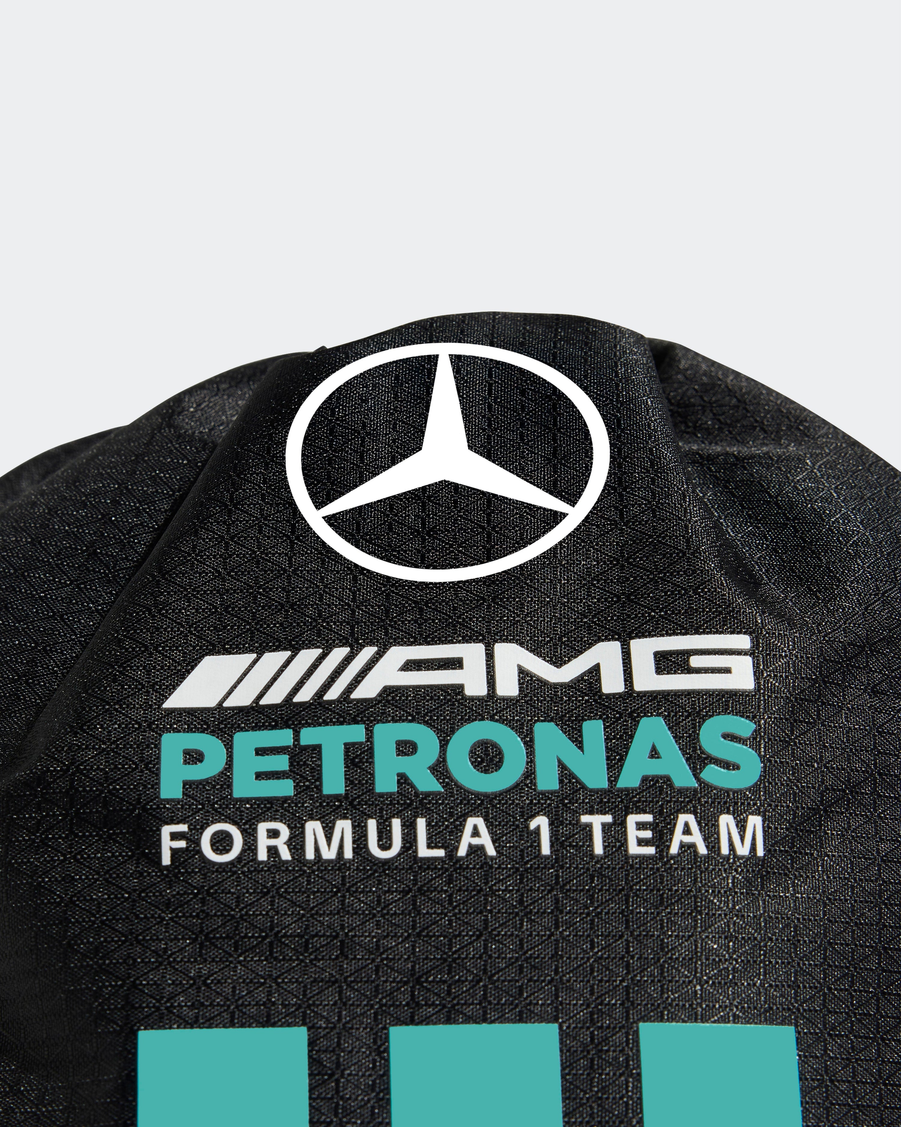 DNA Gymsack Black — close-up design detail showing Mercedes-AMG PETRONAS F1 styling and product details | Dash Racegear
