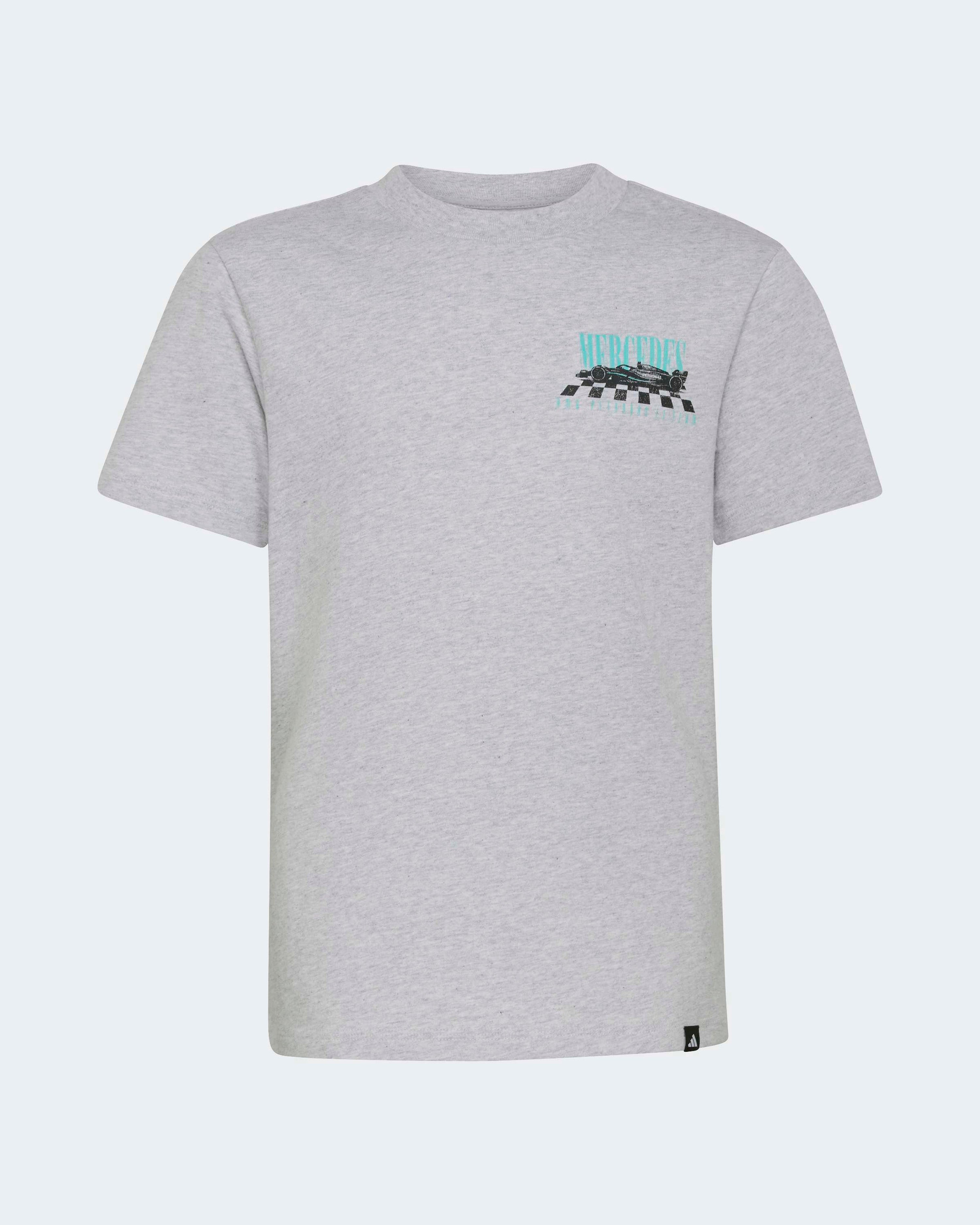 Kids Graphic Overtake T-shirt Grey — primary product view showing Mercedes-AMG PETRONAS F1 styling and product details | Dash Racegear
