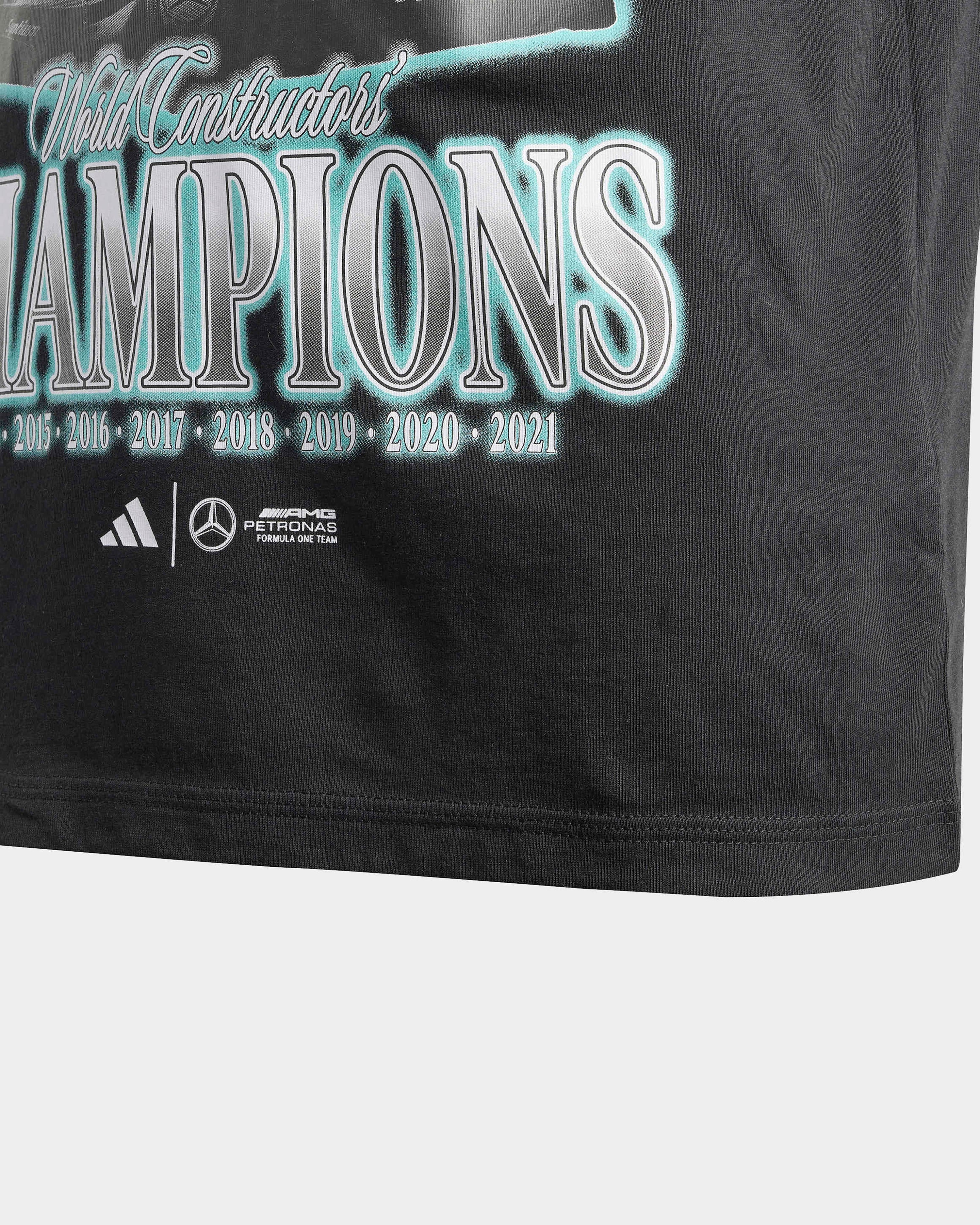 Kids Champions Graphic T-shirt Black — additional product detail showing Mercedes-AMG PETRONAS F1 styling and product details | Dash Racegear