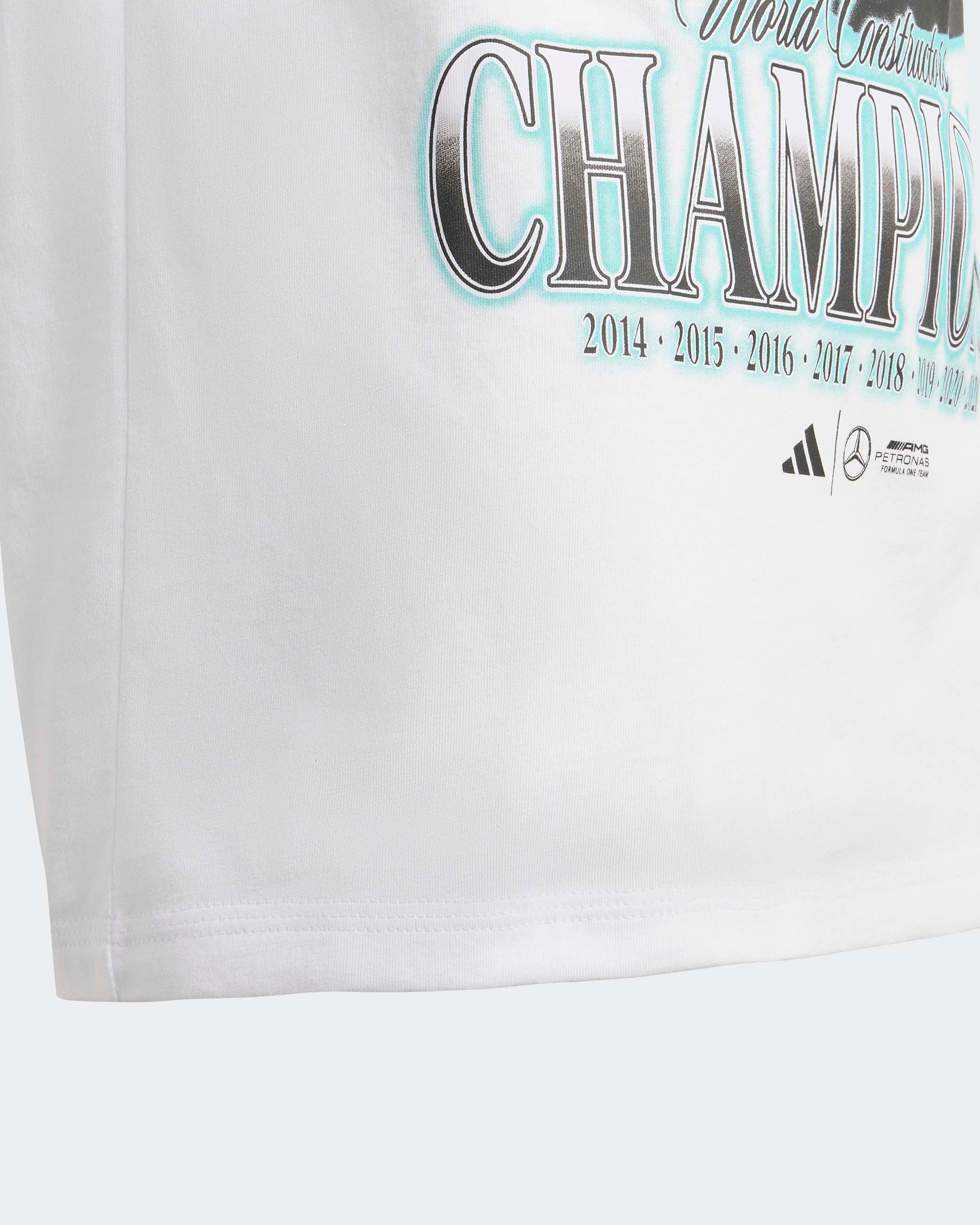 Kids Champions Graphic T-shirt White — additional product detail showing Mercedes-AMG PETRONAS F1 styling and product details | Dash Racegear