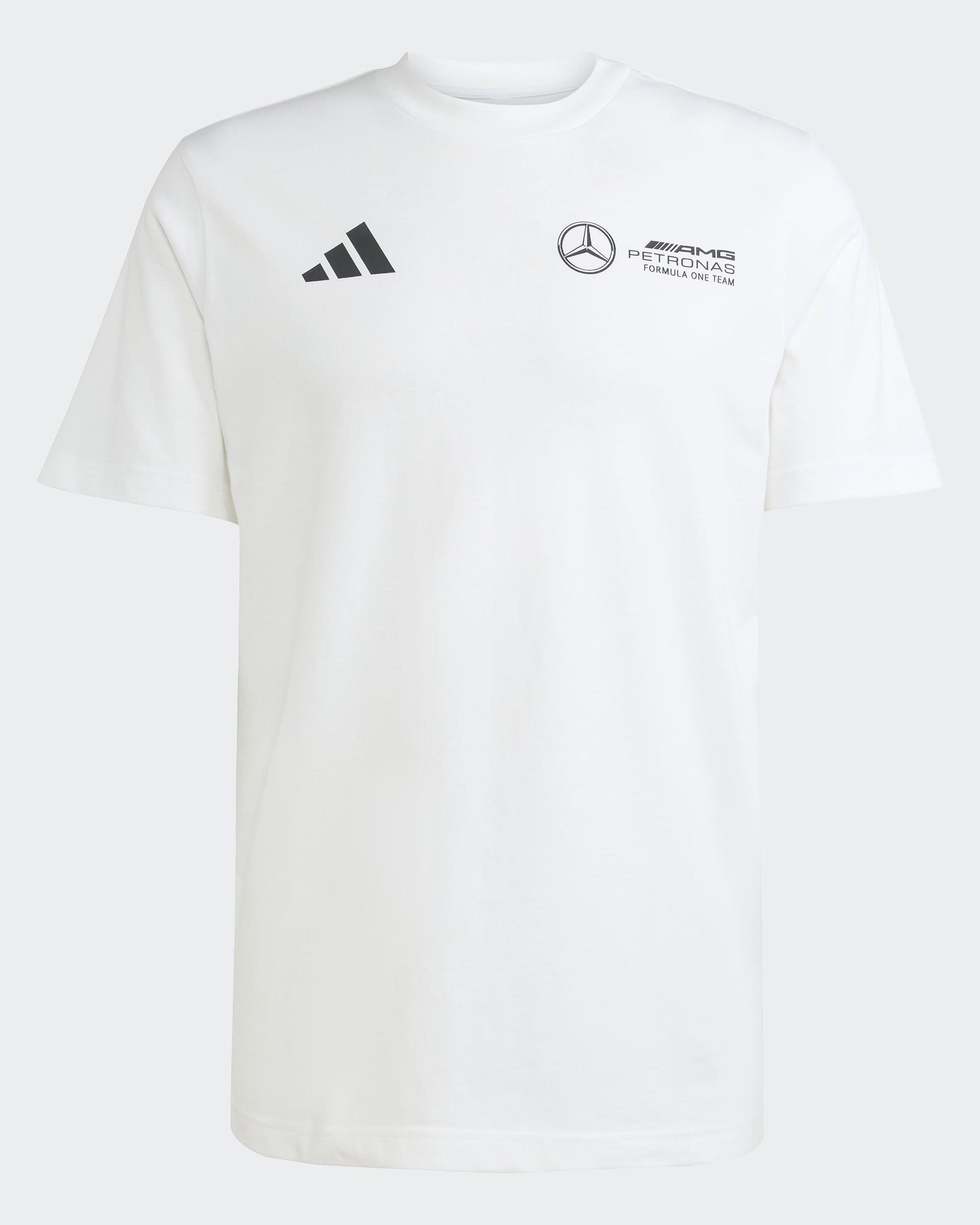Mens World Tour Graphic T-shirt White — primary product view showing Mercedes-AMG PETRONAS F1 styling and product details | Dash Racegear