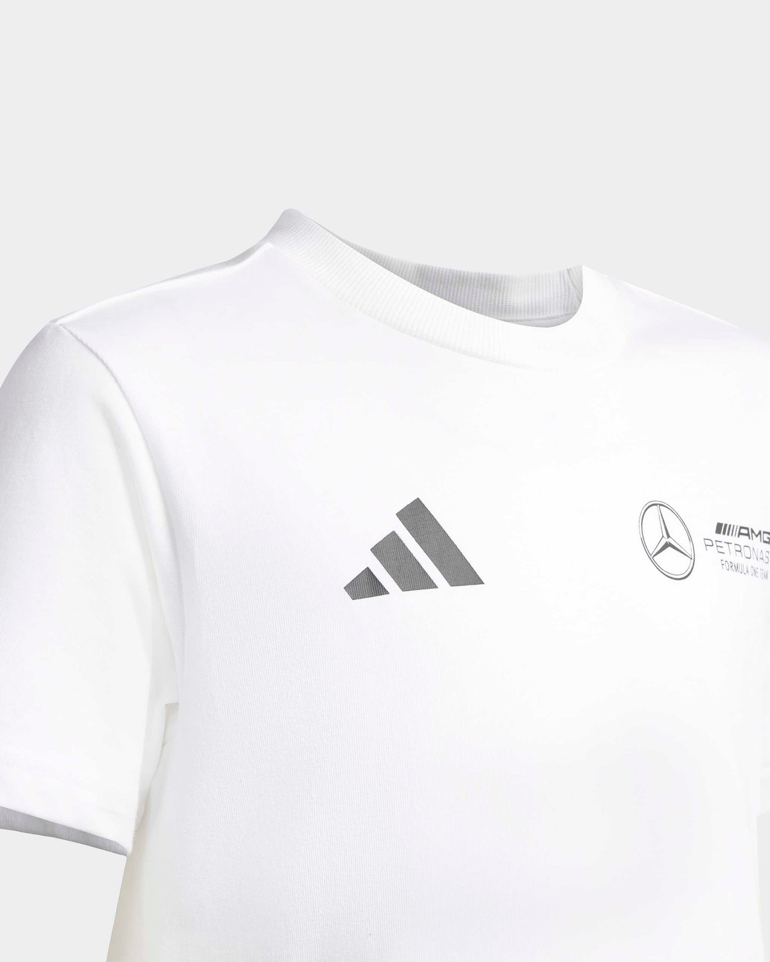 Kids World Tour Graphic T-shirt White — additional product detail showing Mercedes-AMG PETRONAS F1 styling and product details | Dash Racegear