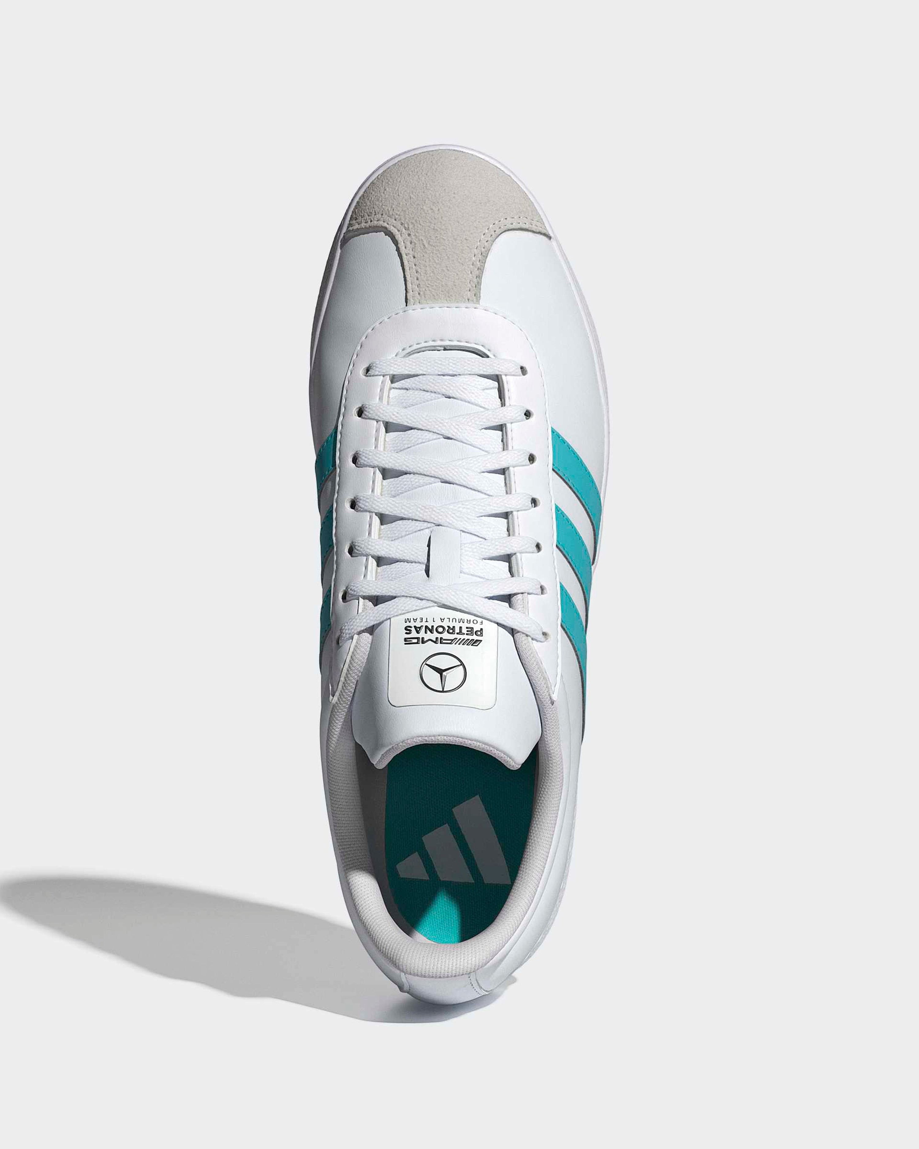 VL Court Shoes White — alternate product angle showing Mercedes-AMG PETRONAS F1 styling and product details | Dash Racegear