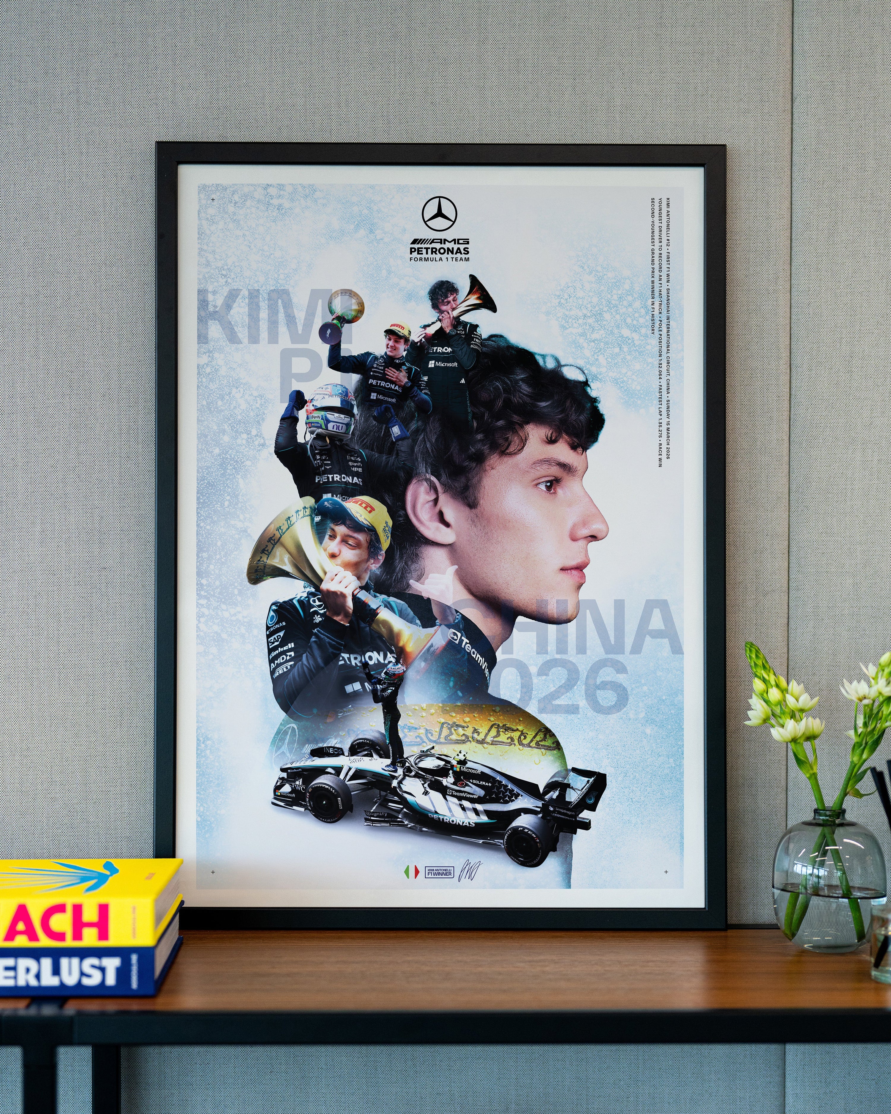 Kimi Antonelli Chinese Grand Prix Poster — primary product view showing Mercedes-AMG PETRONAS F1 styling and product details | Dash Racegear