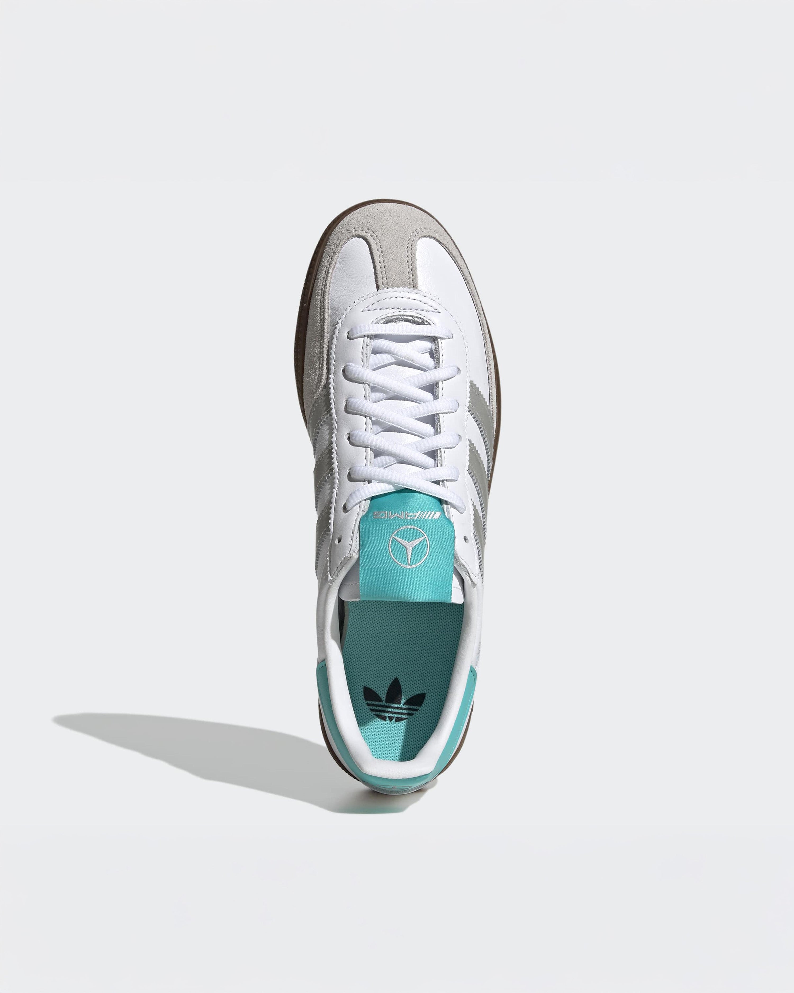 Handball Spezial Shoes White — alternate product angle showing Mercedes-AMG PETRONAS F1 styling and product details | Dash Racegear