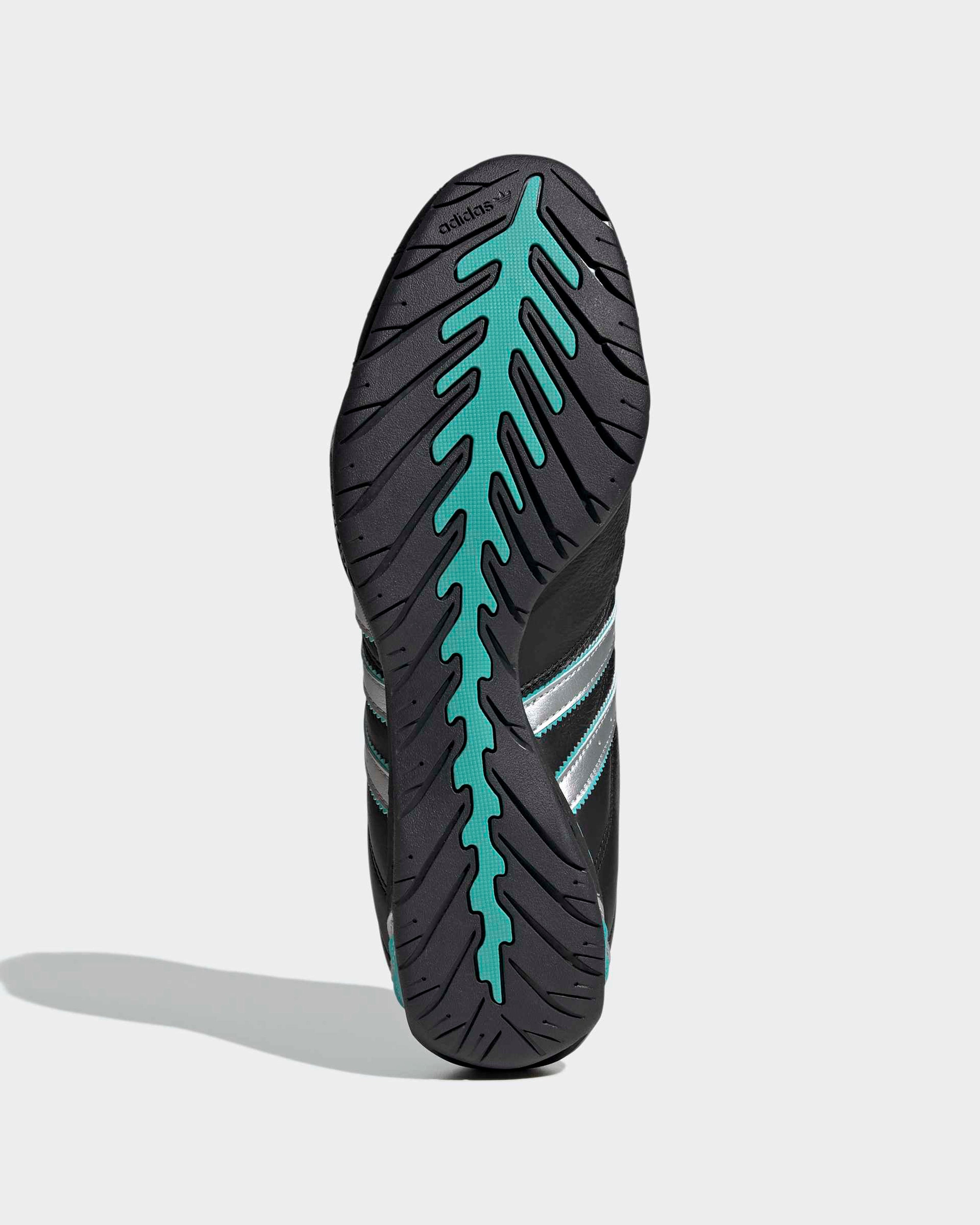 Adiracer Lo Shoes Black — close-up design detail showing Mercedes-AMG PETRONAS F1 styling and product details | Dash Racegear