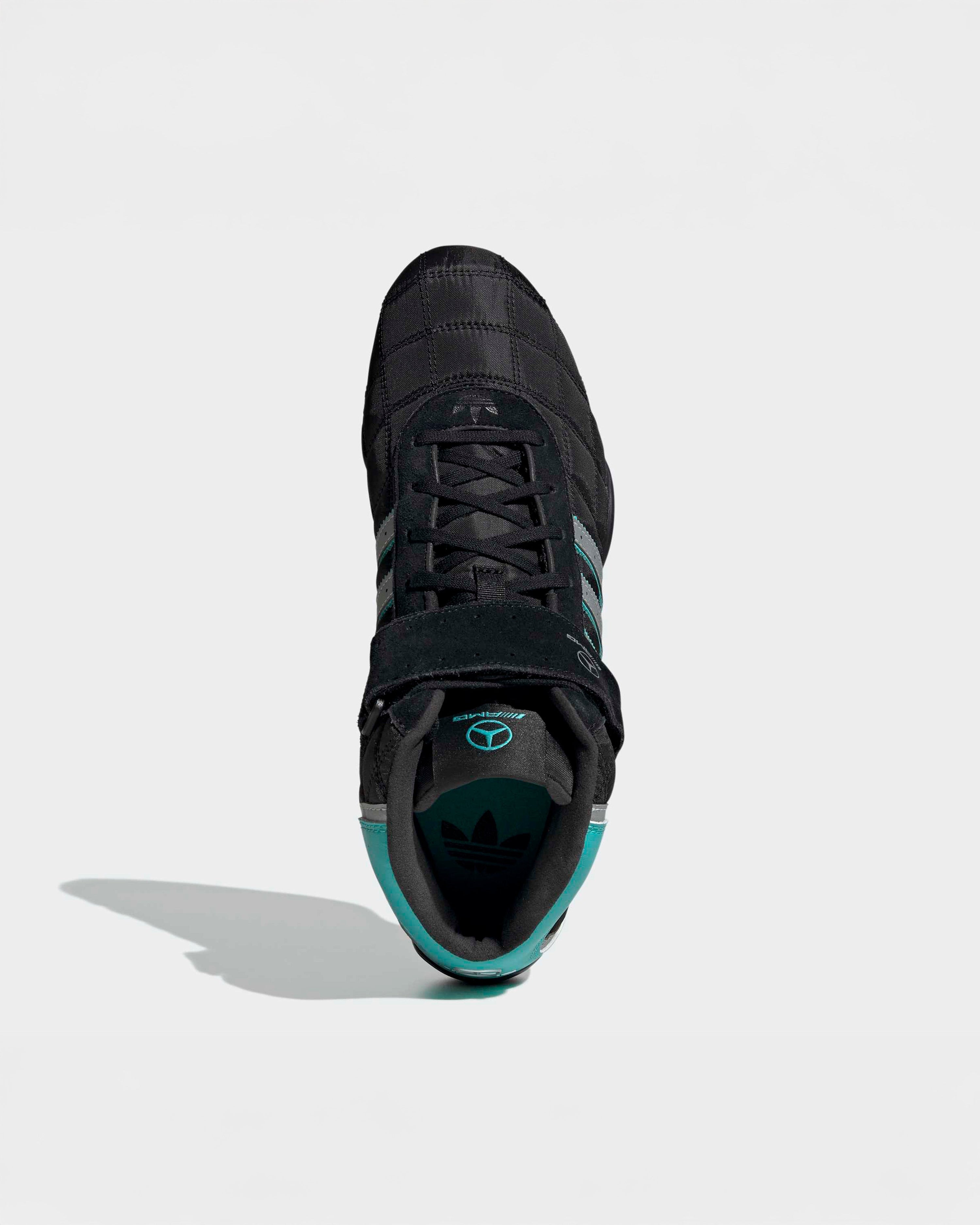 Adiracer Hi Shoes Black — alternate product angle showing Mercedes-AMG PETRONAS F1 styling and product details | Dash Racegear