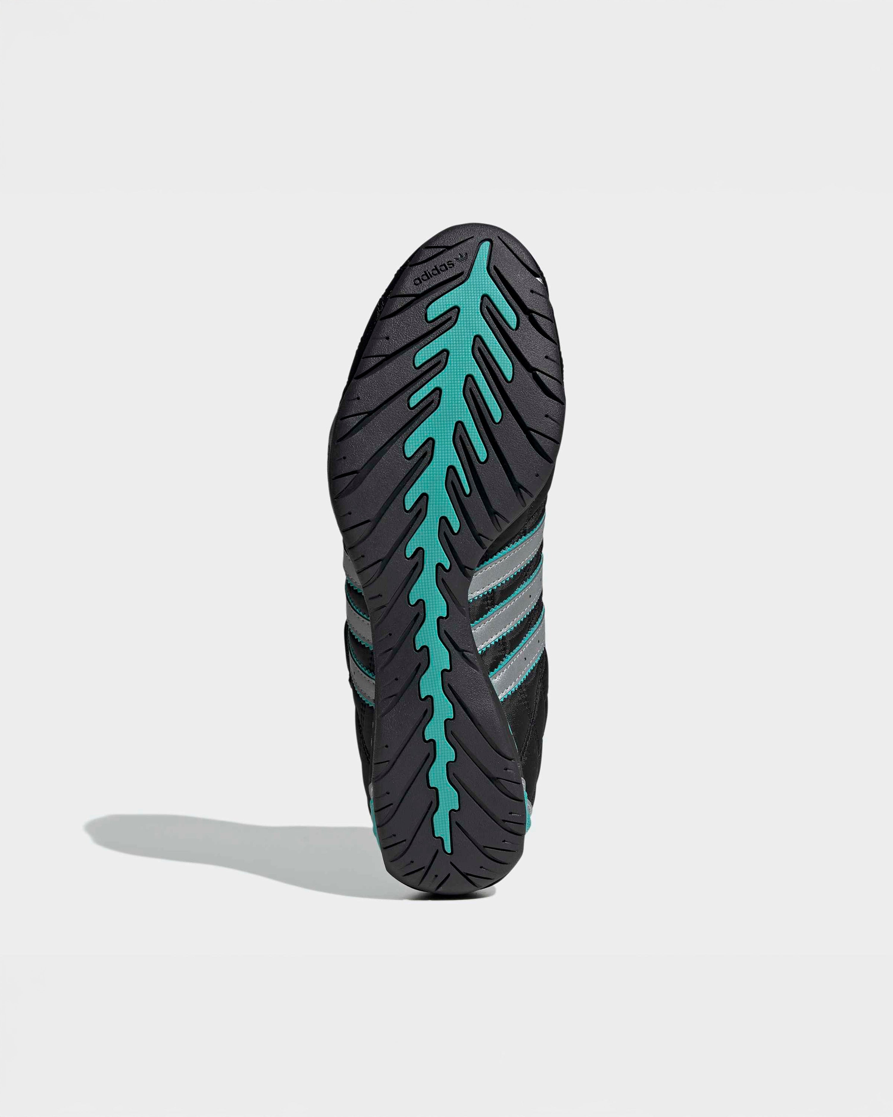 Adiracer Hi Shoes Black — close-up design detail showing Mercedes-AMG PETRONAS F1 styling and product details | Dash Racegear