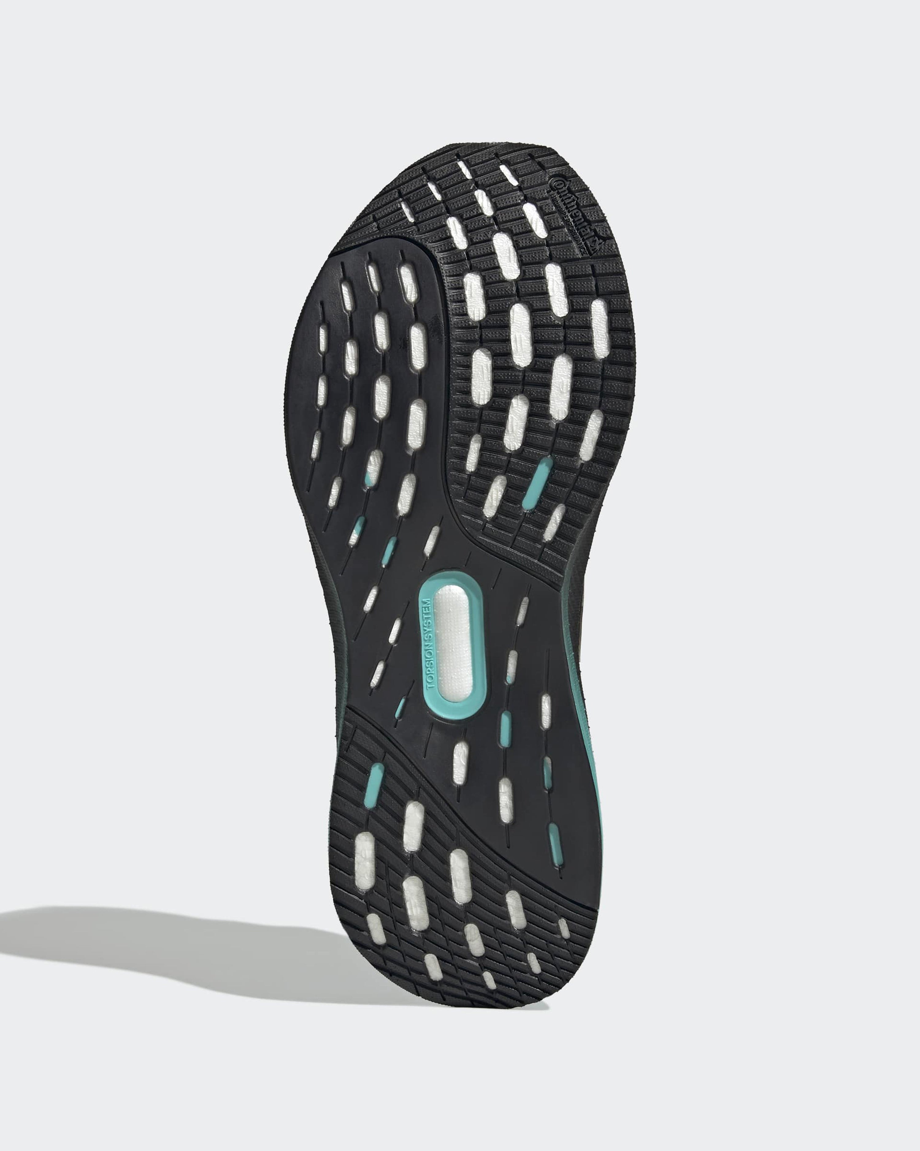 Mens Ultraboost 5x Shoes Black — close-up design detail showing Mercedes-AMG PETRONAS F1 styling and product details | Dash Racegear