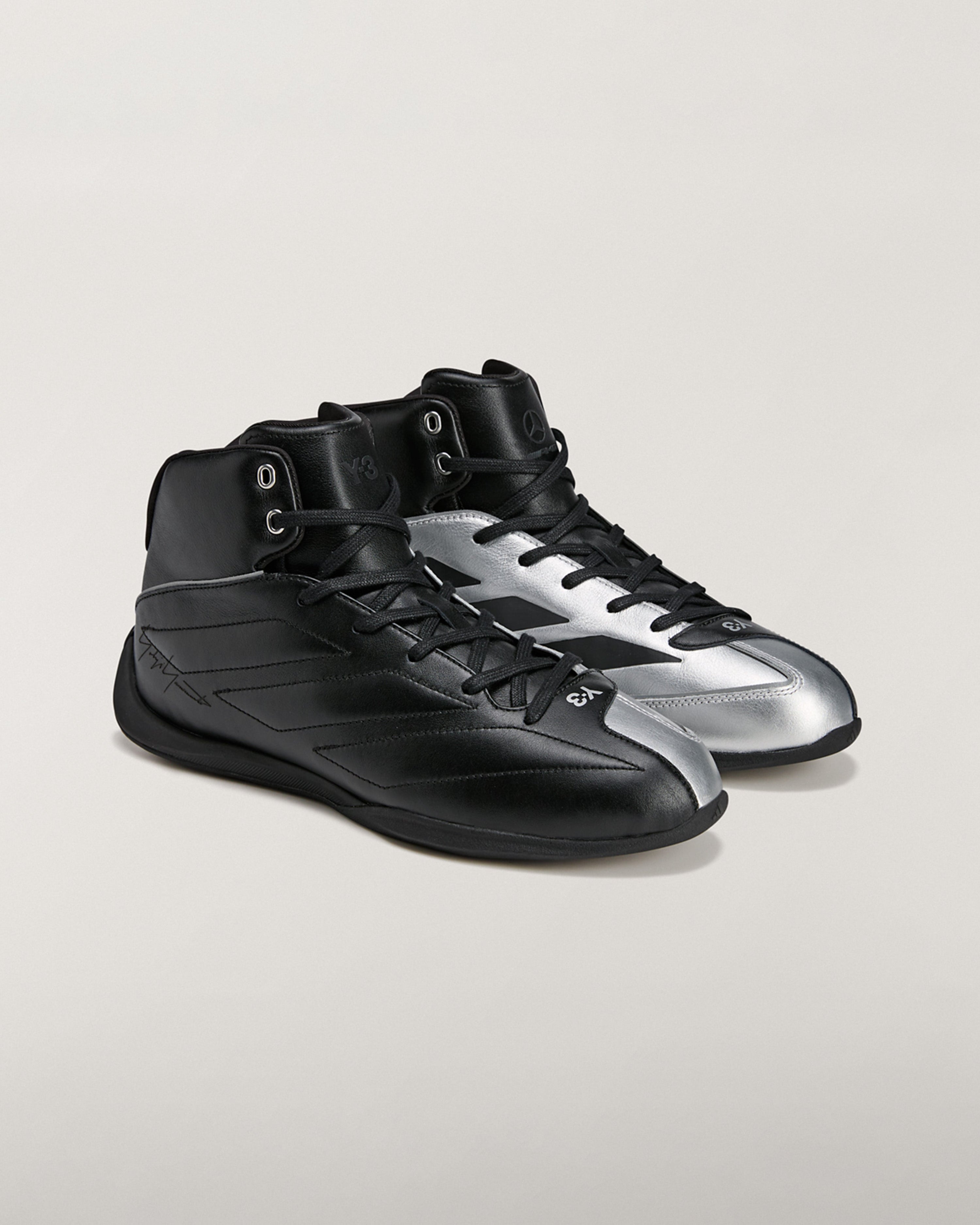 Y-3 Feroza High Shoes Black — primary product view showing Mercedes-AMG PETRONAS F1 styling and product details | Dash Racegear