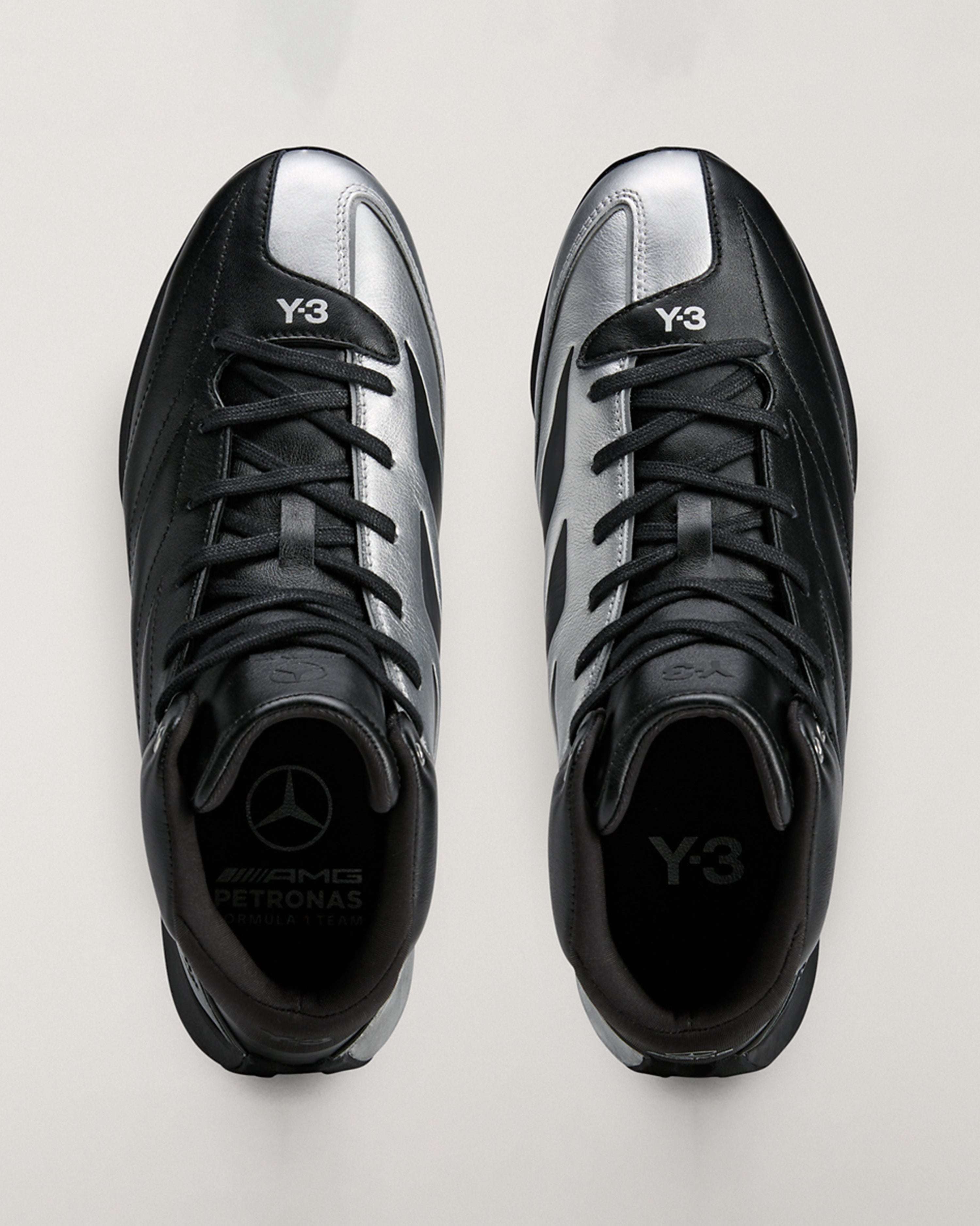 Y-3 Feroza High Shoes Black — alternate product angle showing Mercedes-AMG PETRONAS F1 styling and product details | Dash Racegear