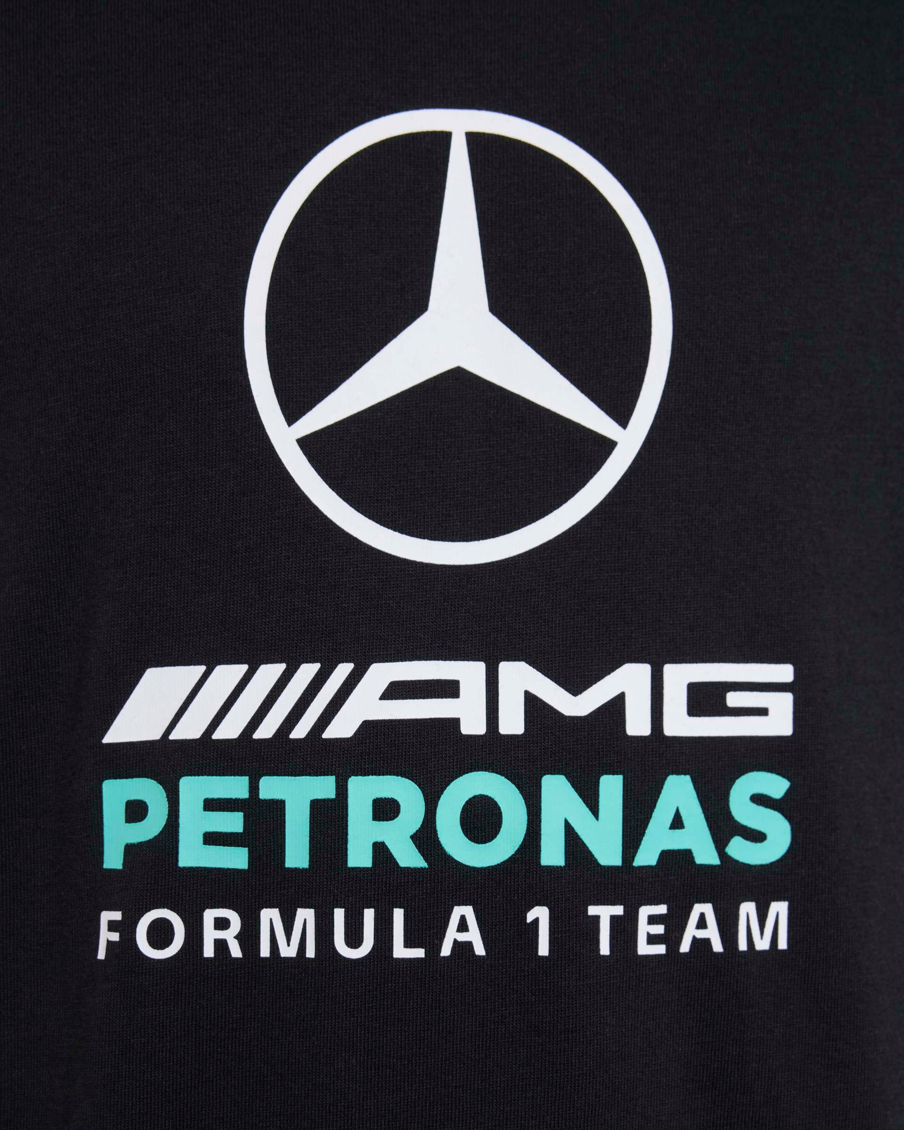 Kids DNA Graphic T-shirt Black — close-up design detail showing Mercedes-AMG PETRONAS F1 styling and product details | Dash Racegear