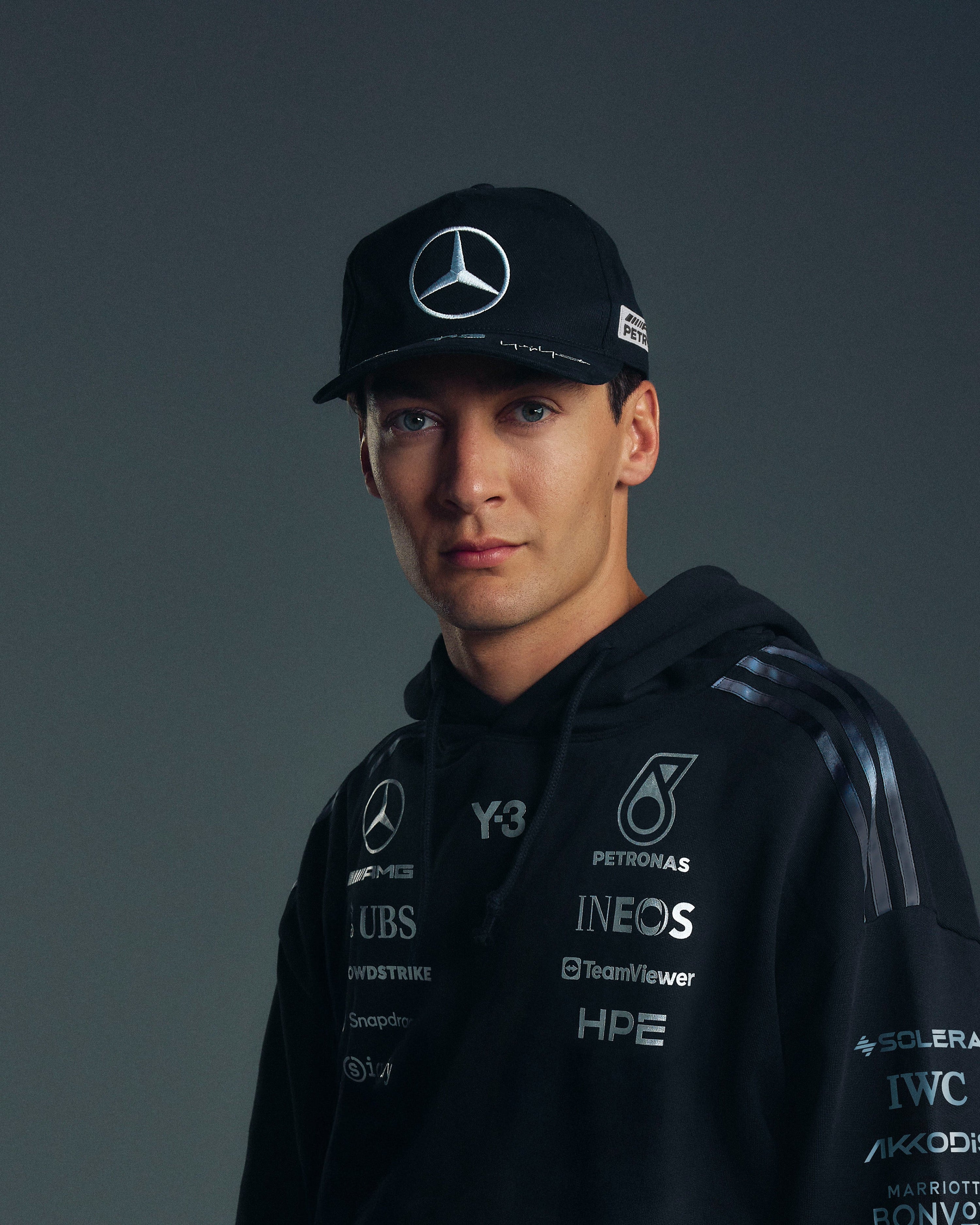 Y-3 Race Cap Black — alternate product angle showing Mercedes-AMG PETRONAS F1 styling and product details | Dash Racegear