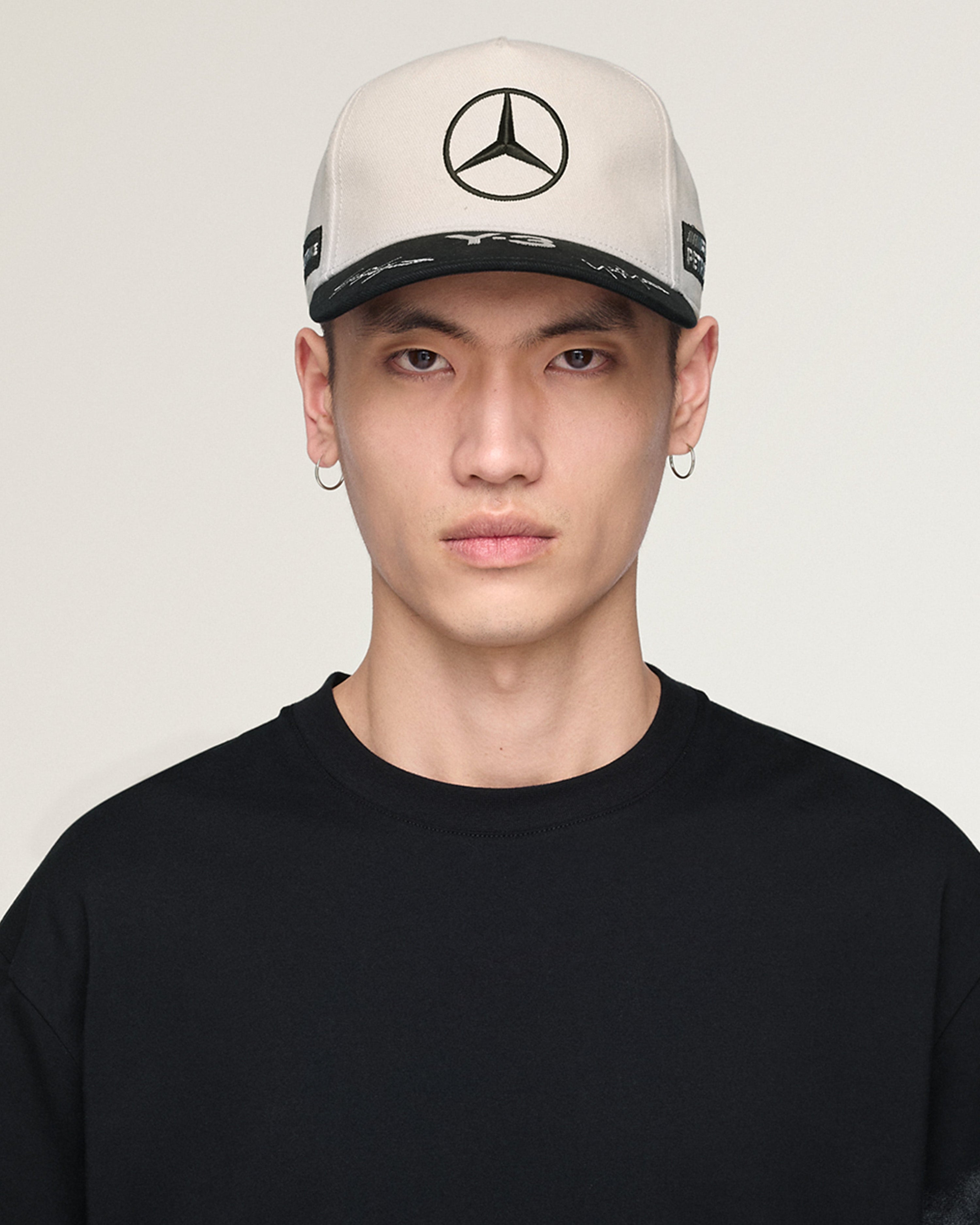 Y-3 Race Cap Grey — alternate product angle showing Mercedes-AMG PETRONAS F1 styling and product details | Dash Racegear