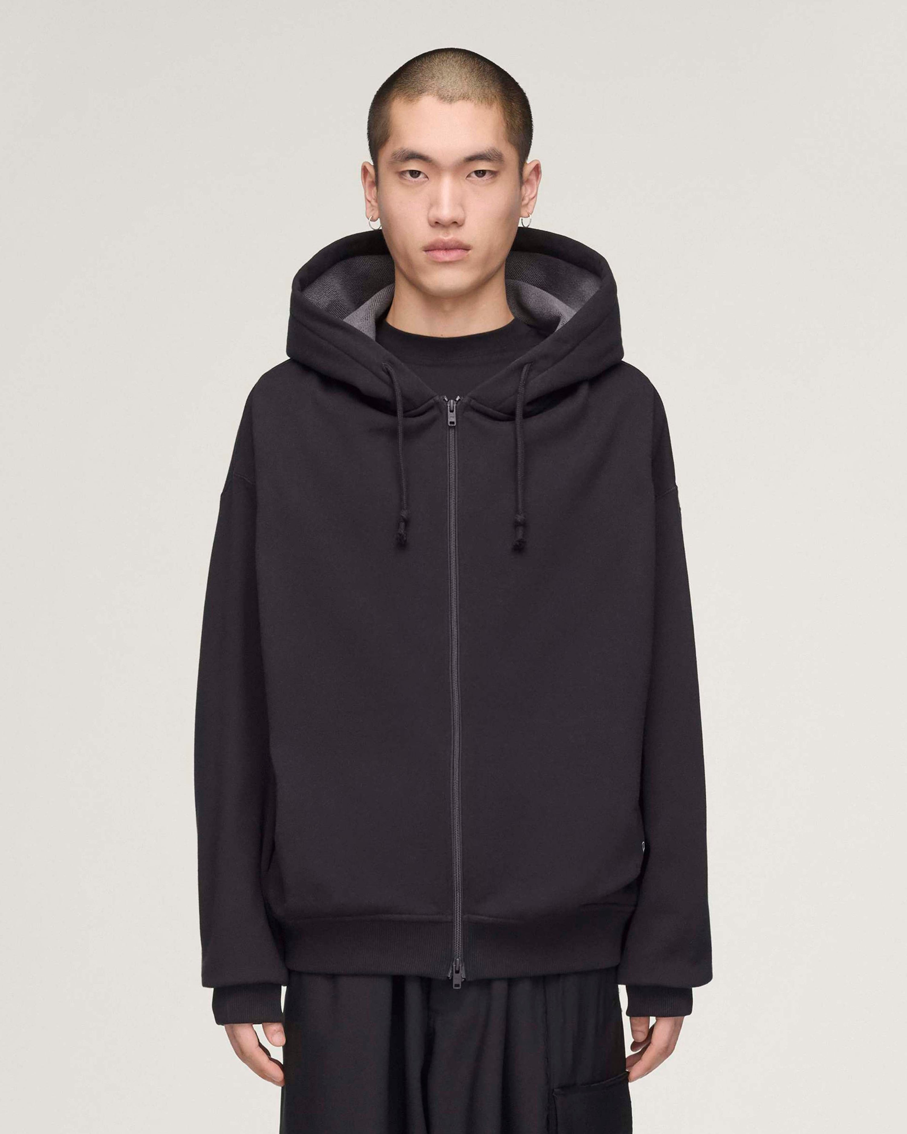 Y-3 Zip Hoody Black — primary product view showing Mercedes-AMG PETRONAS F1 styling and product details | Dash Racegear